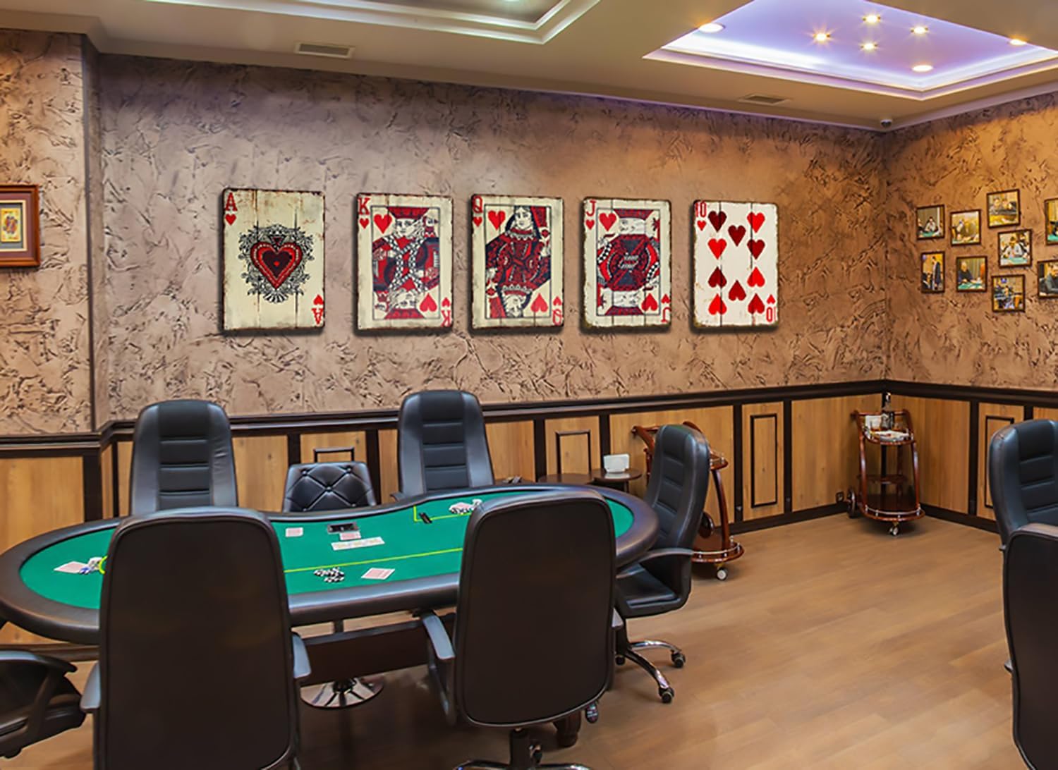 Vintage Poker Metal Wall Sign with Spades Jack Ace Queen King 10