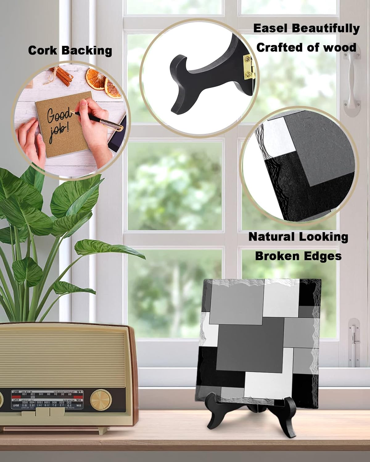 Abstract Art Desk Decor with Color Block Plaque