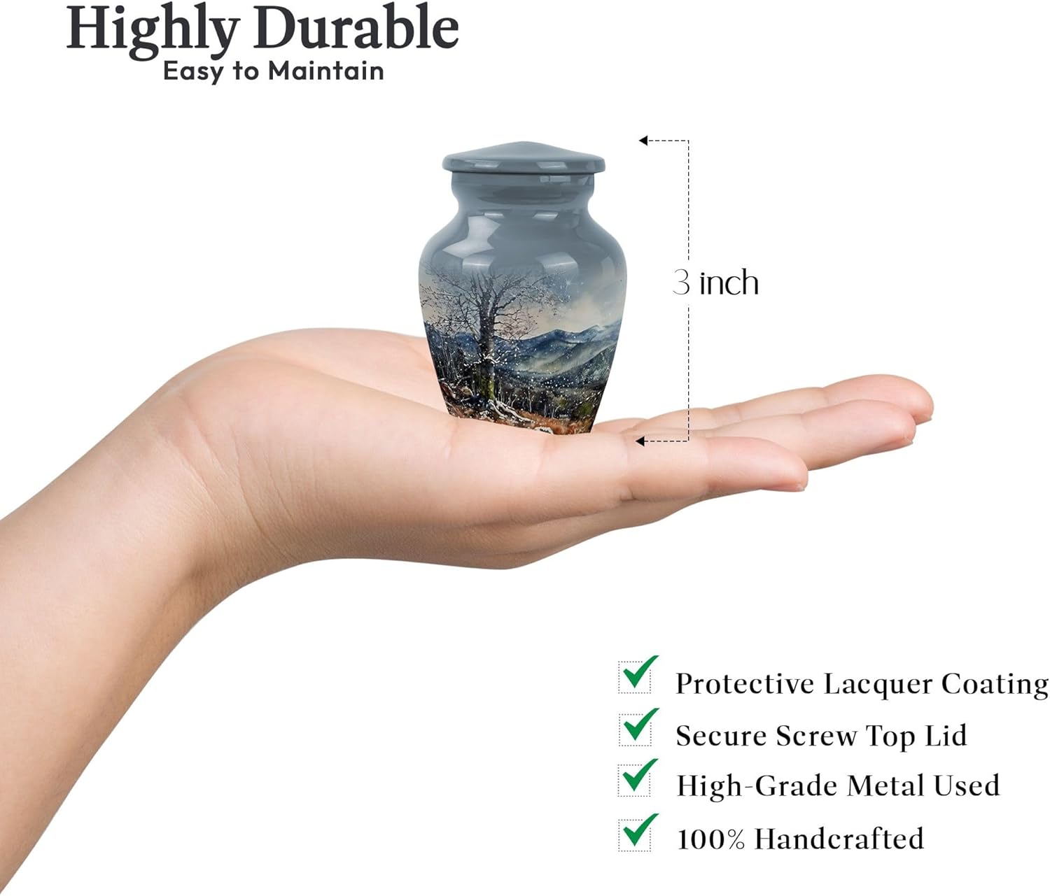 KARYLIZ 3-Inch Small Cremation Urn for Human Ashes Decorative Urns for Memorial Keepsakes 2pcs Set