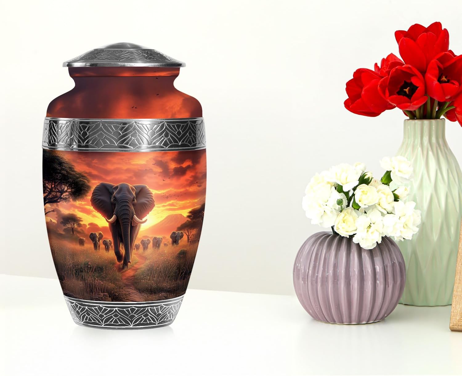 Saburial Elephant Unique Burial Urn for Human Ashes - 10 Inch Large Adult Urn