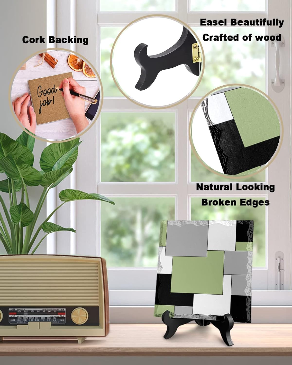 Abstract Art Desk Decor with Color Block Plaque 1