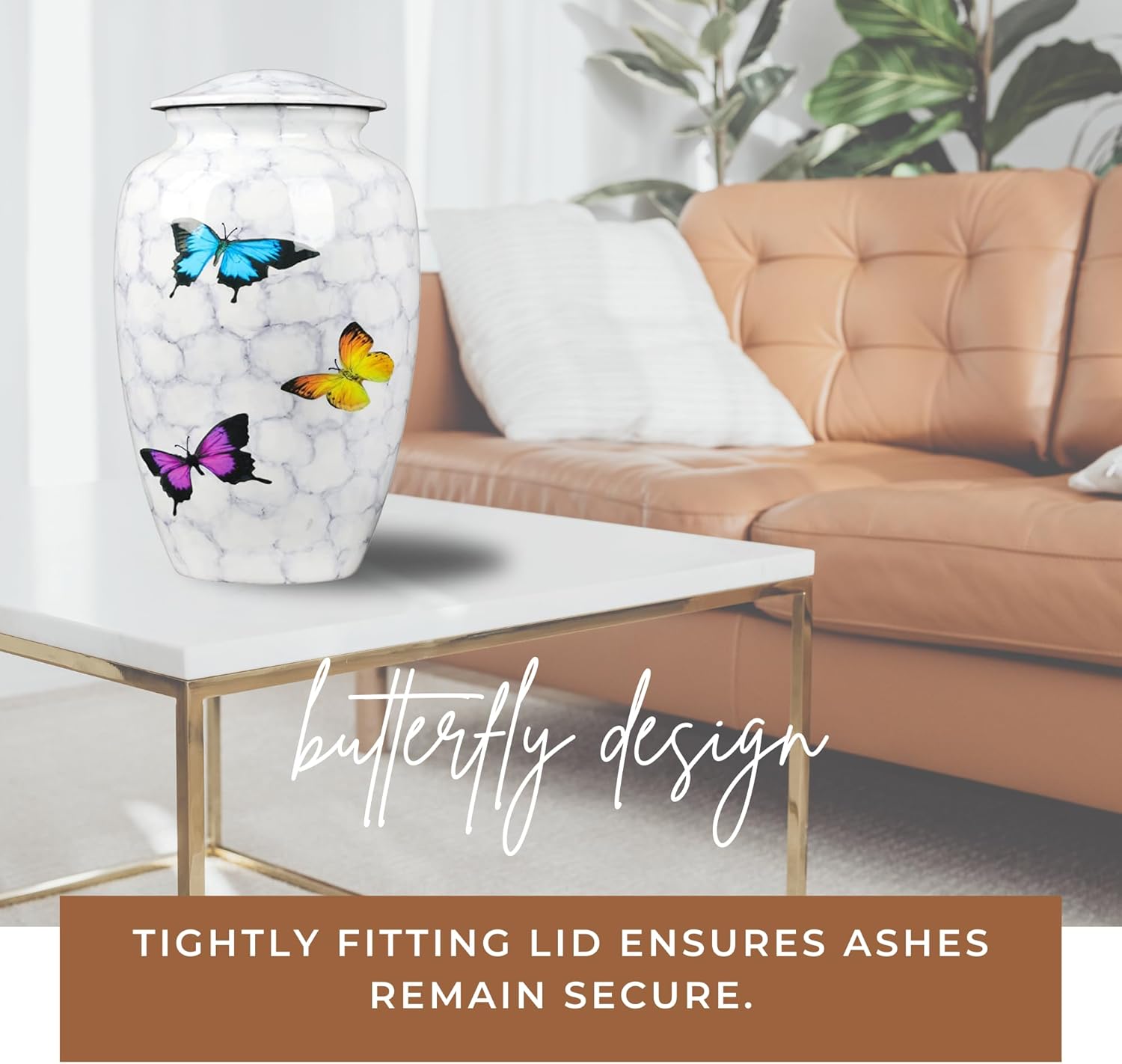Butterfly Decorative Urn with Lid for Human and Pet Ashes