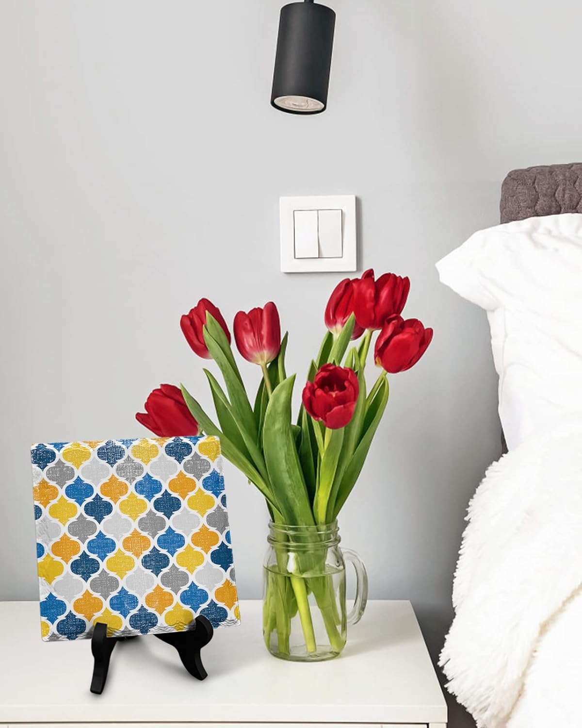 Vintage Moroccan Desk Decor with Wooden Stand