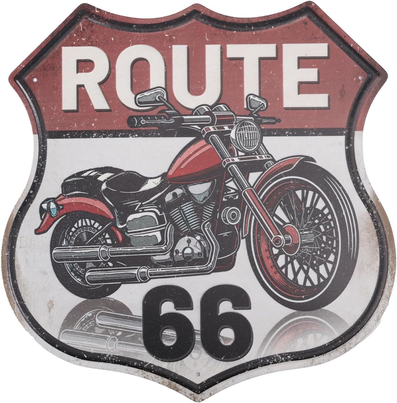 GLOBLELAND Vintage Motorcycle Tin Sign Route 66 Shield Wall Decor