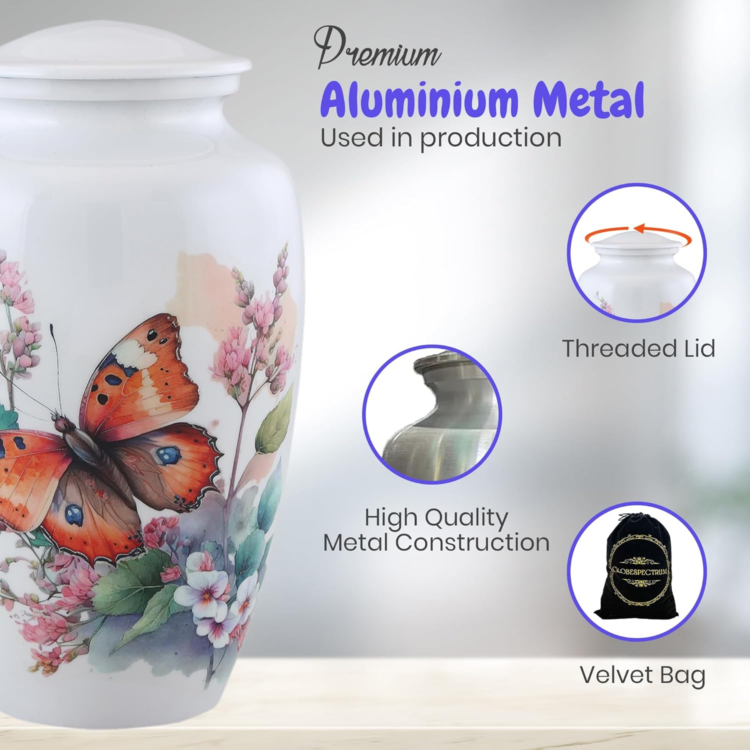 Cremation Urn for Adult Human Ashes Handcrafted Decorative Memorial Urn with 200 Cubic Inch Capacity