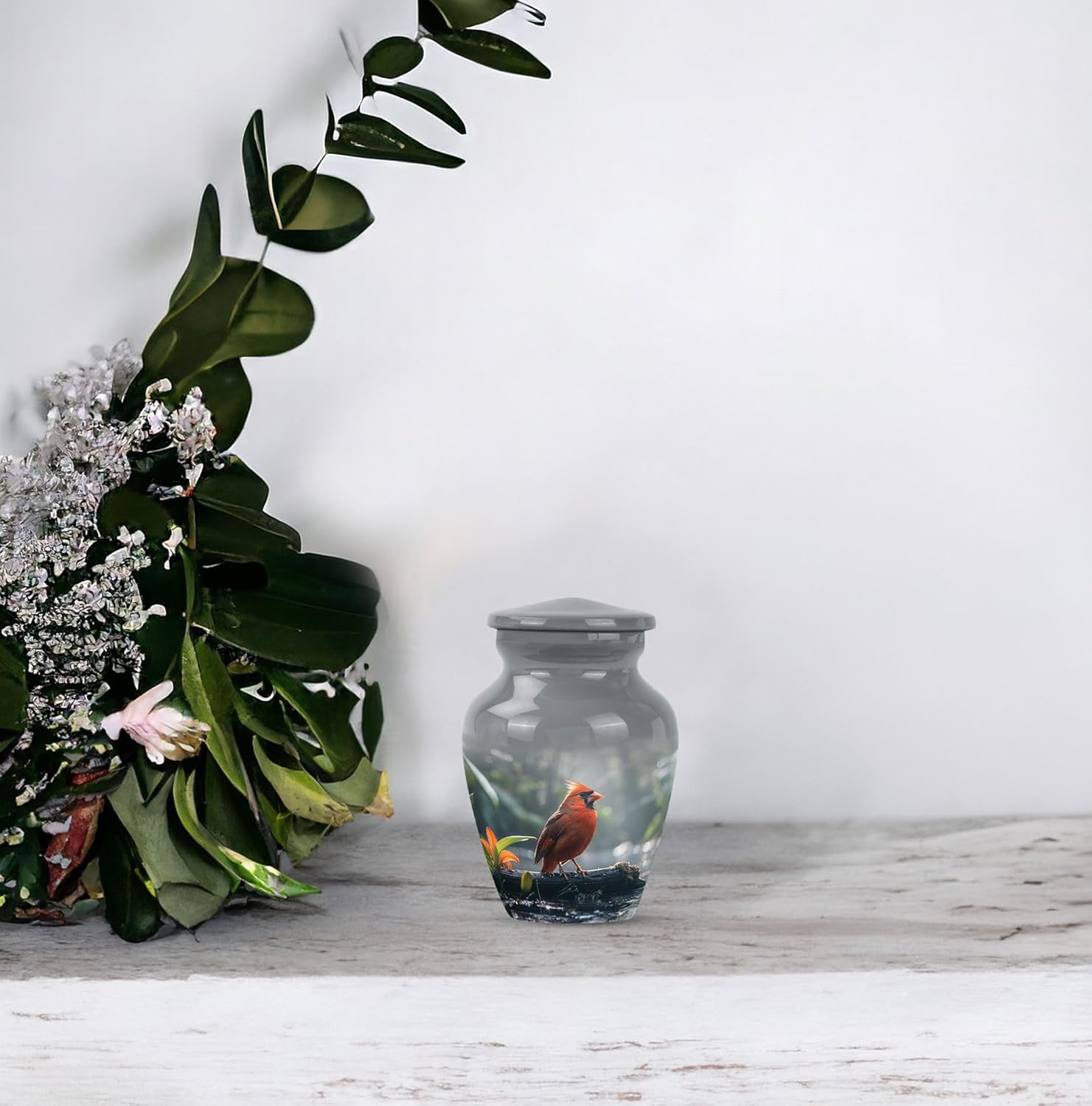 MUKTIVE Cardinal Urns for Human Ashes Mini Set of 2 Gray Decorative Classic