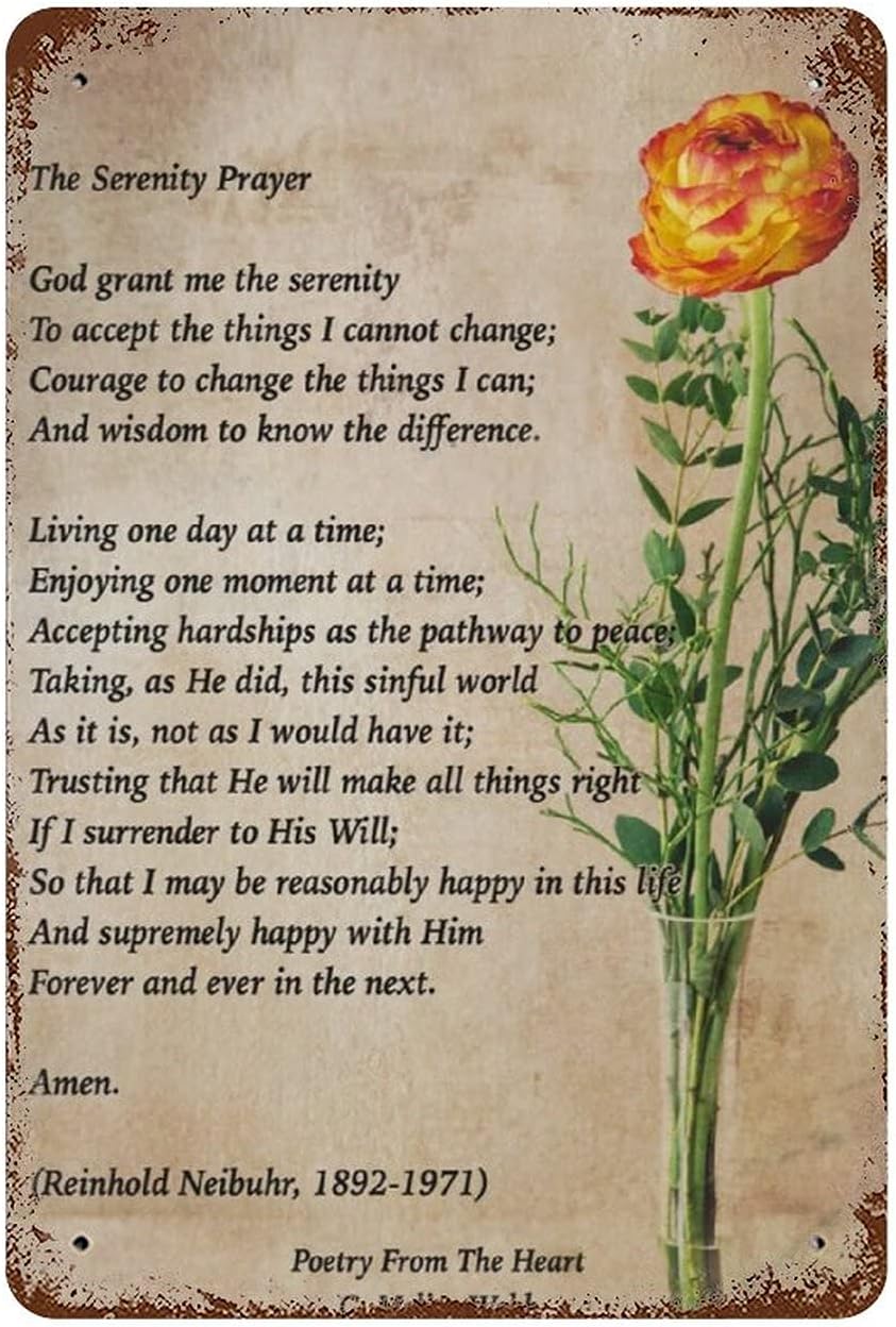 Dazouxu Serenity Prayer Tin Sign Retro Bar Cafe Metal Wall Decor