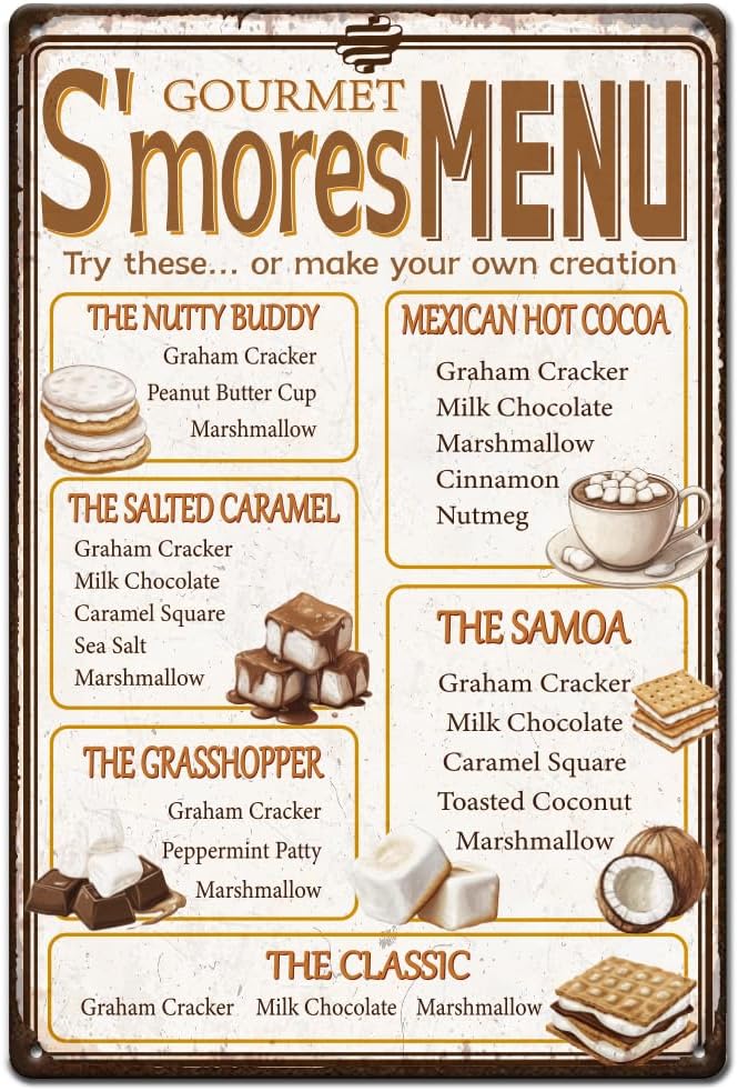 SUPERDANT Vintage SMore Dessert Tin Sign Decor