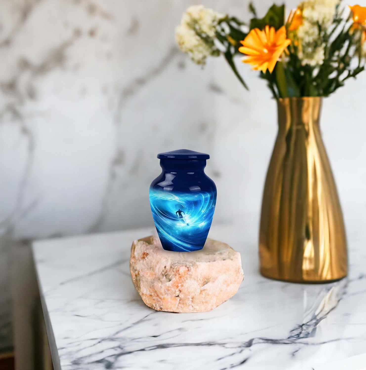 Small Colorful Ocean Urn - 3 Inch Cremation Urn for Mom Dad