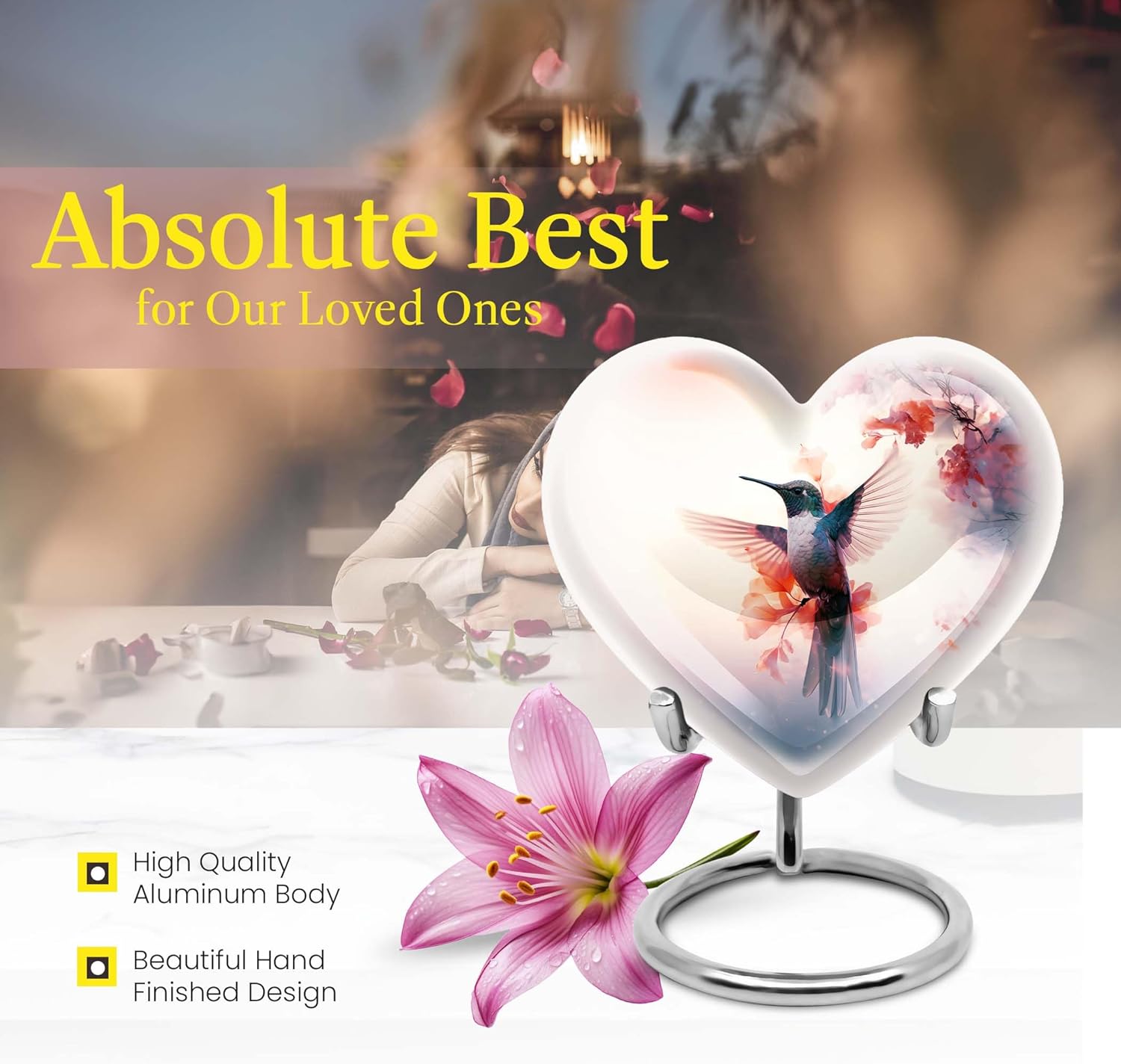 Humming Bird Urn Set of 4 - Gray Cremation Urns for Human and Pet Ashes