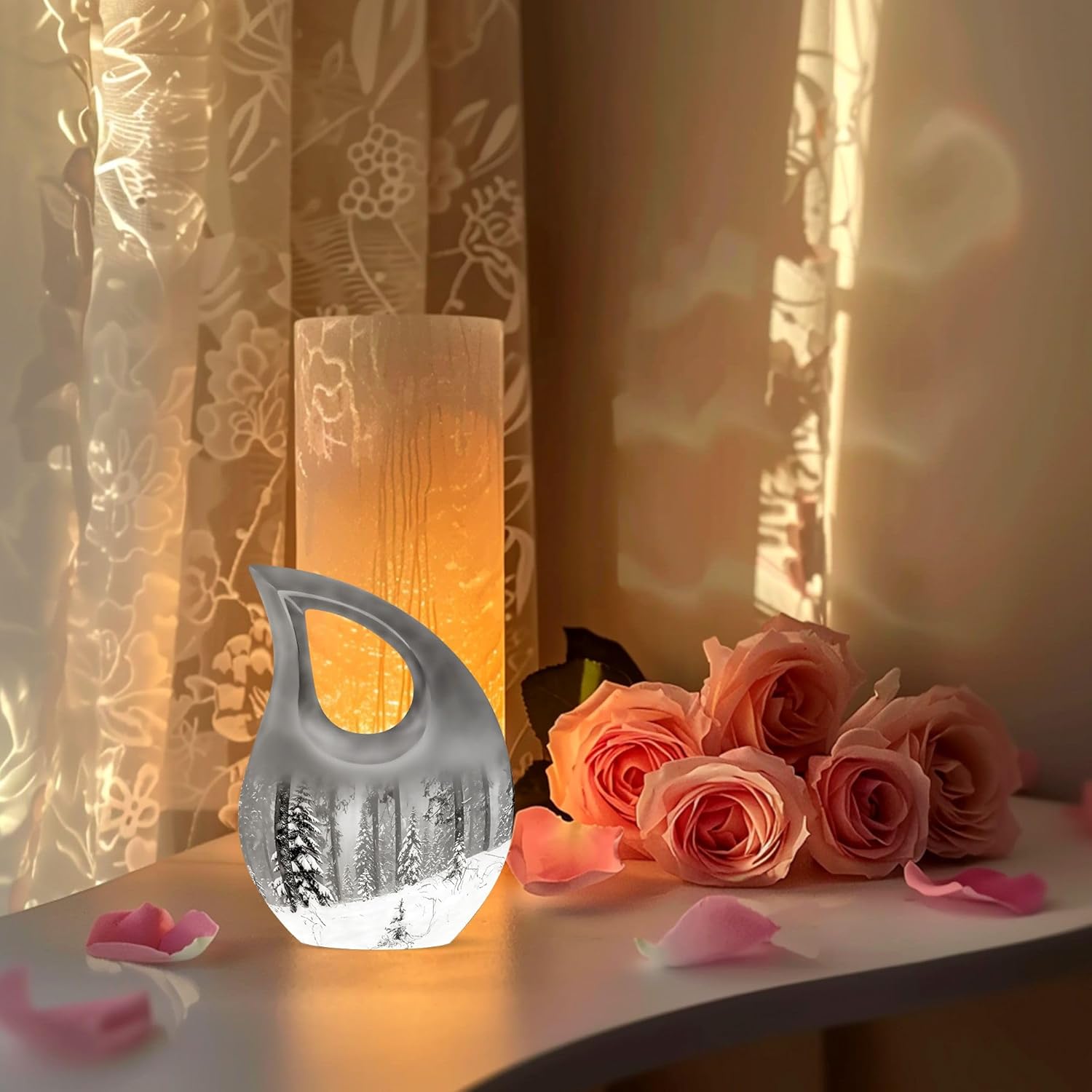 Snowflakes Urn - Small Decorative Ash Cremation Urn for Women and Men