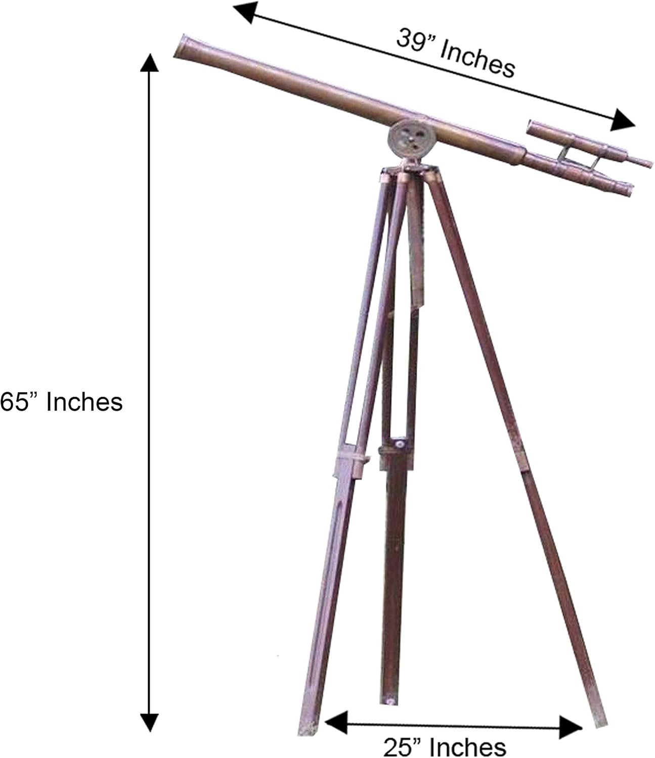Handcrafted Nautical Brass Telescope on Wood Tripod - Steampunk Decor for Home