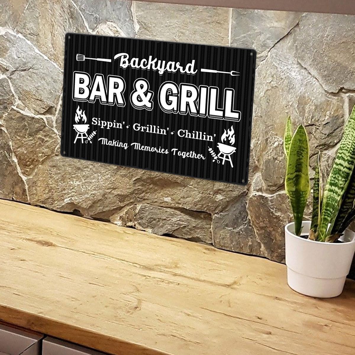 Backyard Bar And Grill Tin Sign Funny Art Poster Wall Decor