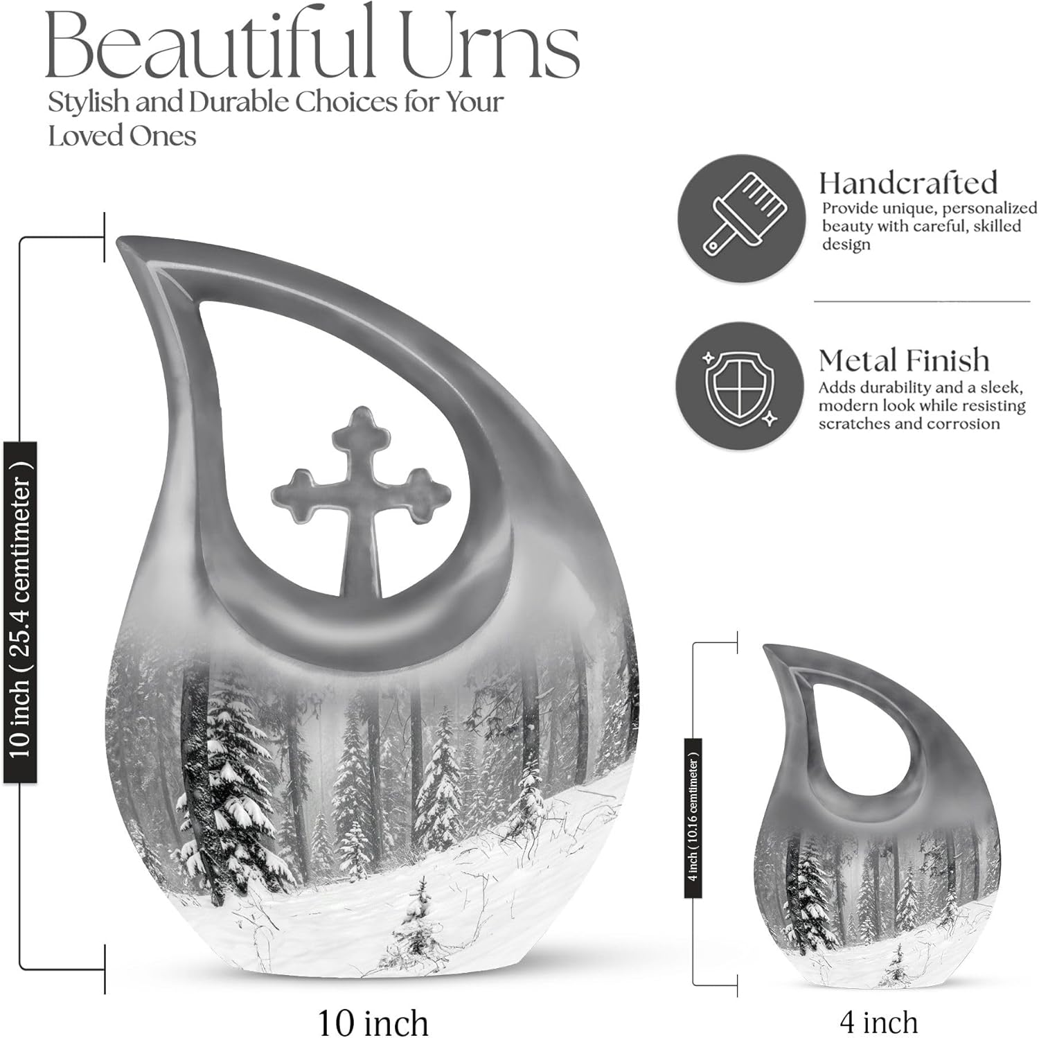 Snowflakes Urn - Small Decorative Ash Cremation Urn for Women and Men