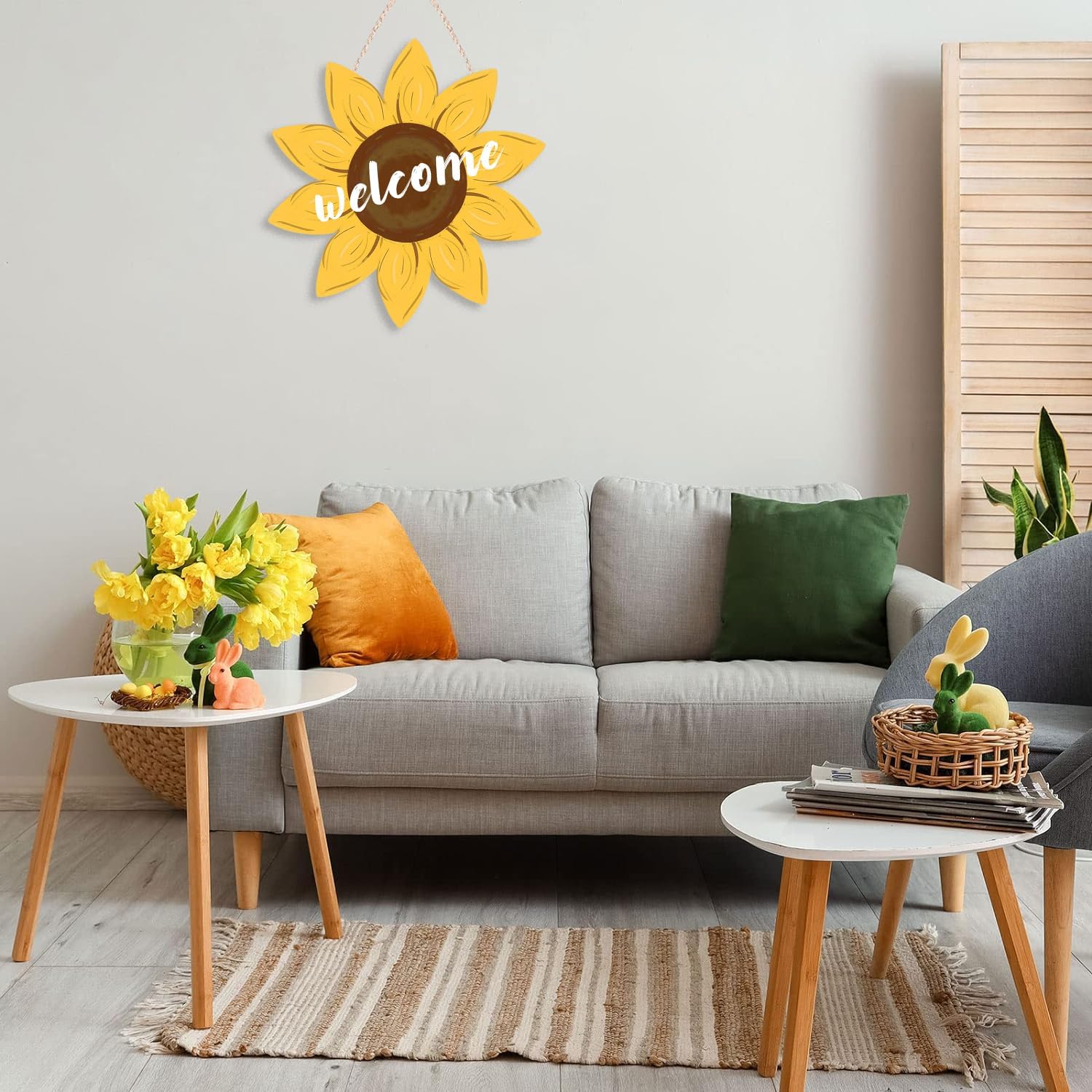 Sunflower Door Hanger Wooden Welcome Sign for Front Door Farmhouse Decor