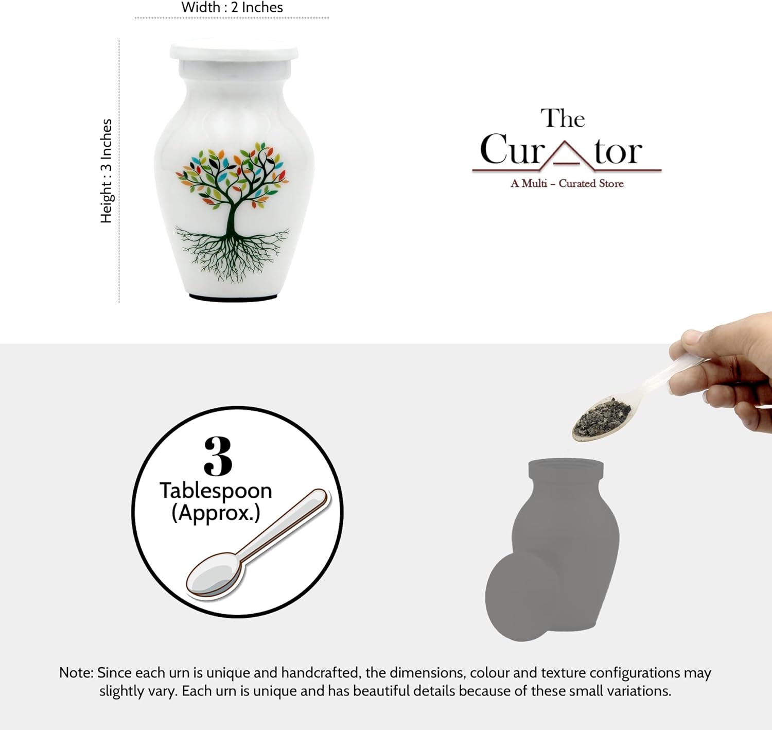 White Small Urn for Human Ashes - Set of 4 Decorative Urns