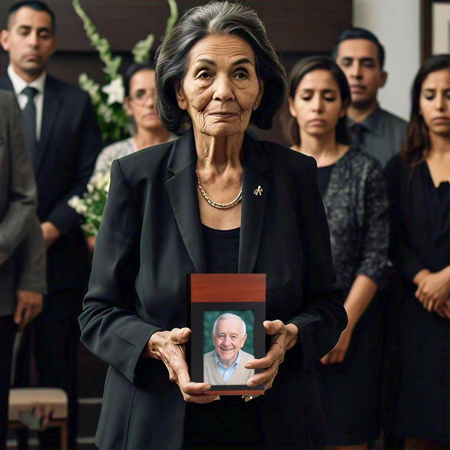 EKING ELITE Wooden Urn for Human Ashes - Handcrafted Memorial Box with Photo Frame - Large Capacity 270 lbs Urn