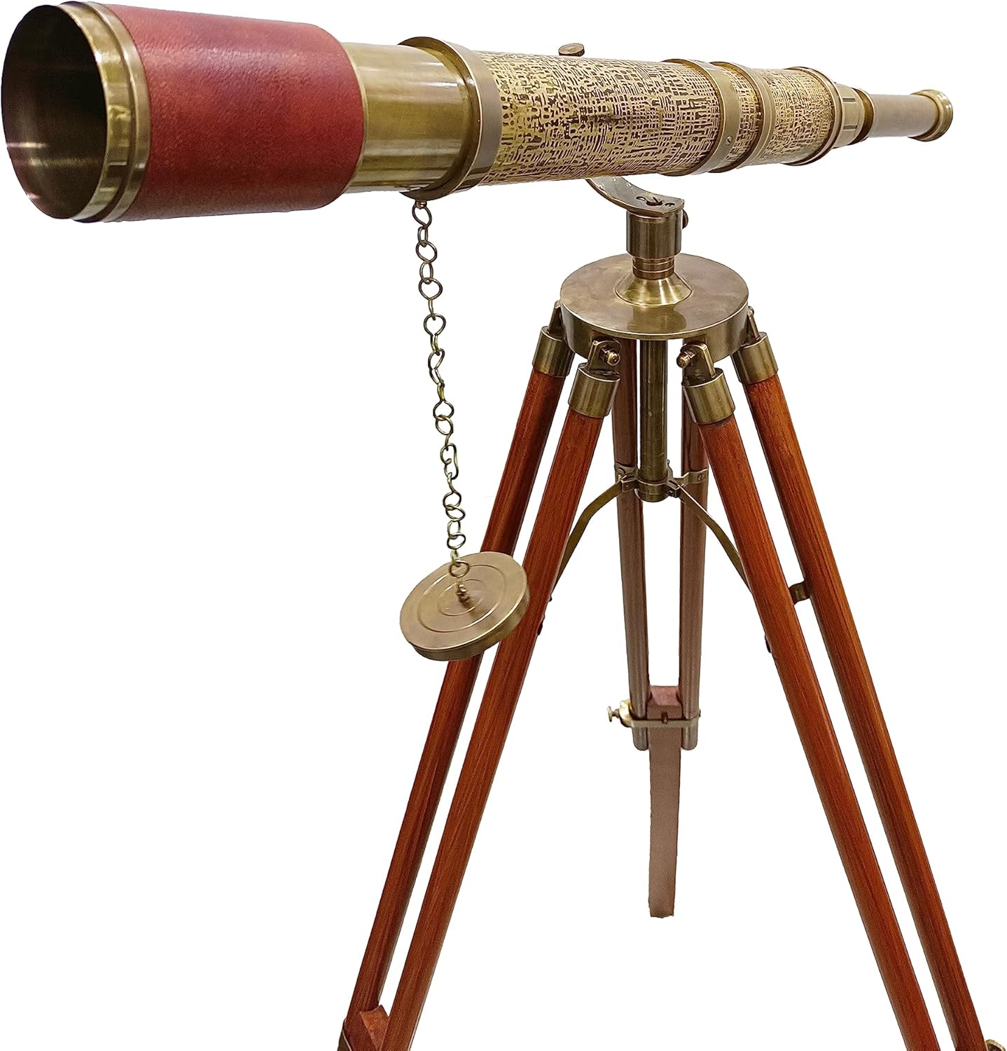 Vintage Royal Moon Arc Telescope with Brown Leather and Brass Finish