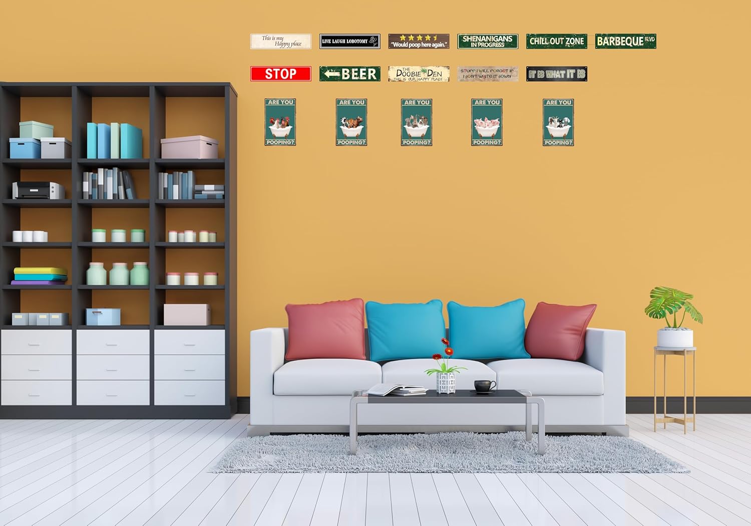 Vintage Tin Sign Retro Metal Decor Wall Art Plaque 16x4 In