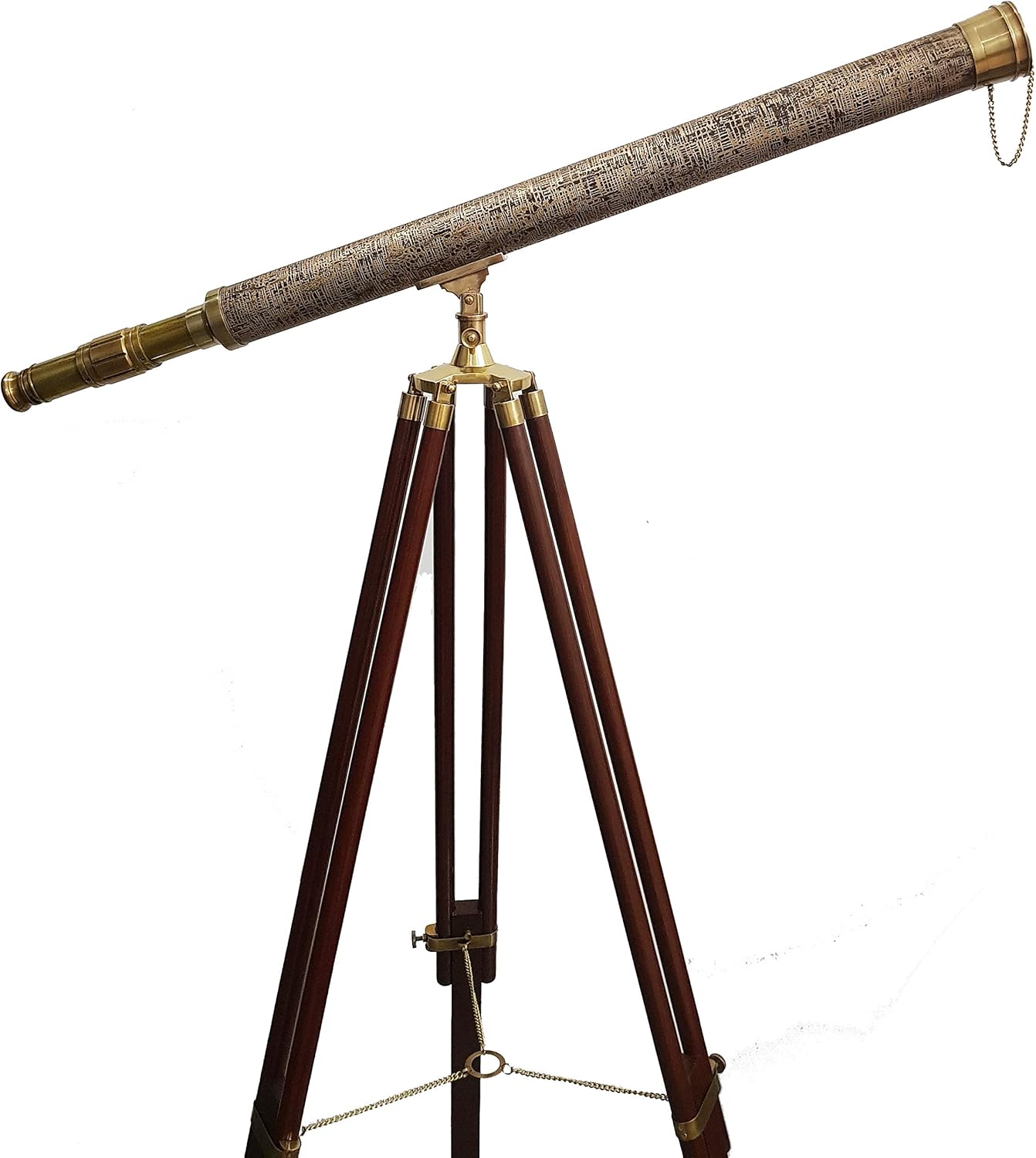 Single Barrel Vintage Wooden Tripod Telescope 62 Inches