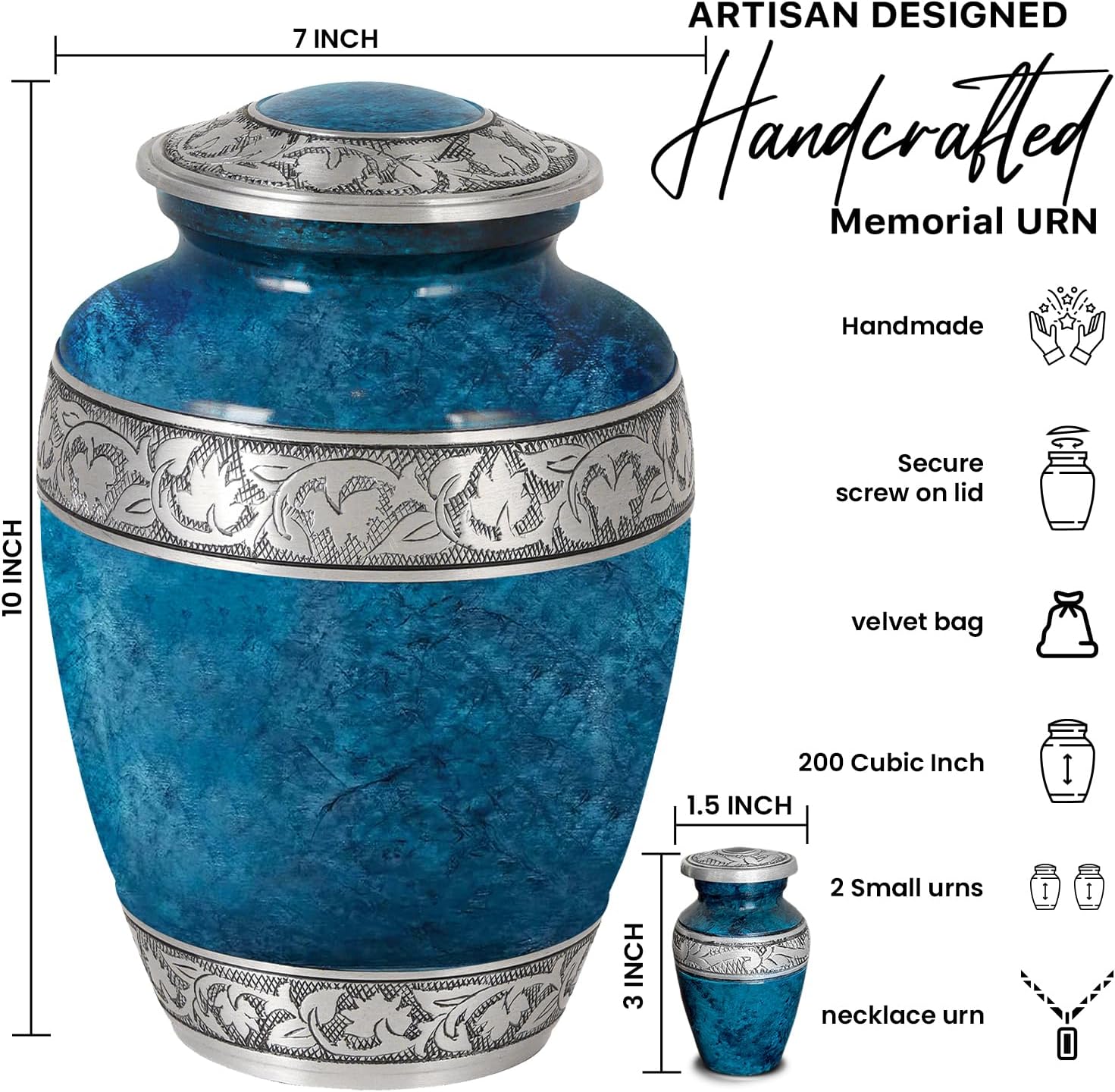 Set of 6 Decorative Urns for Human Ashes Adult Men and Women