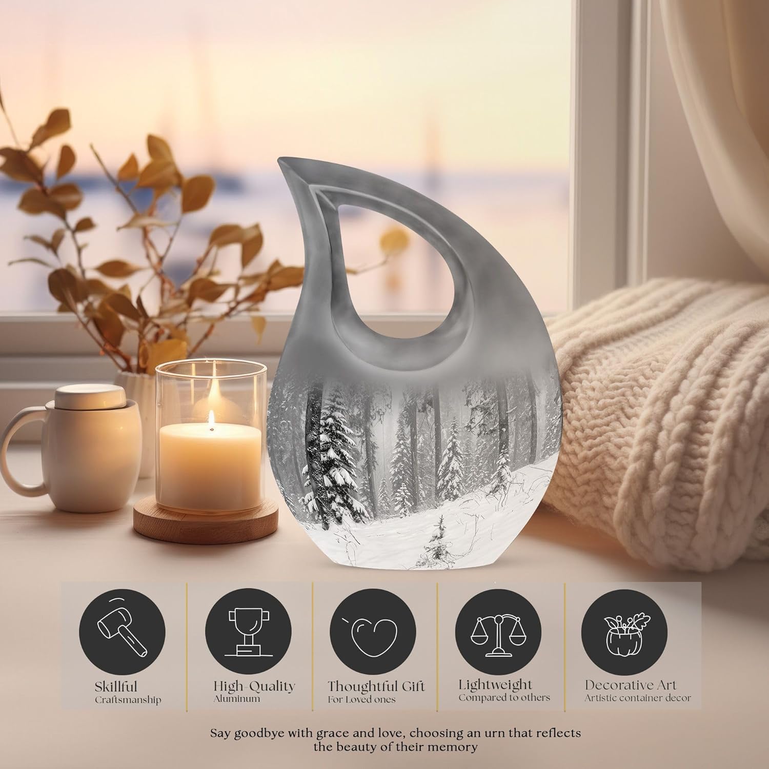 Snowflakes Urn - Small Decorative Ash Cremation Urn for Women and Men