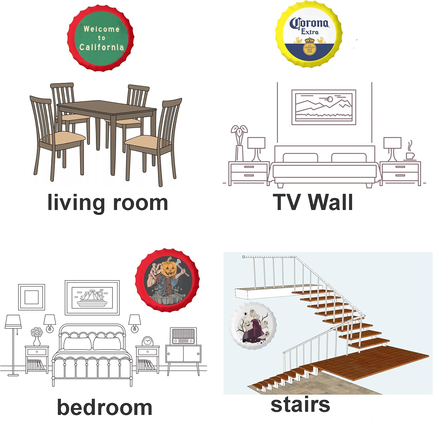 UZIOR Vintage Metal Bottle Cap Wall Art Sign 138 Inch Decorator