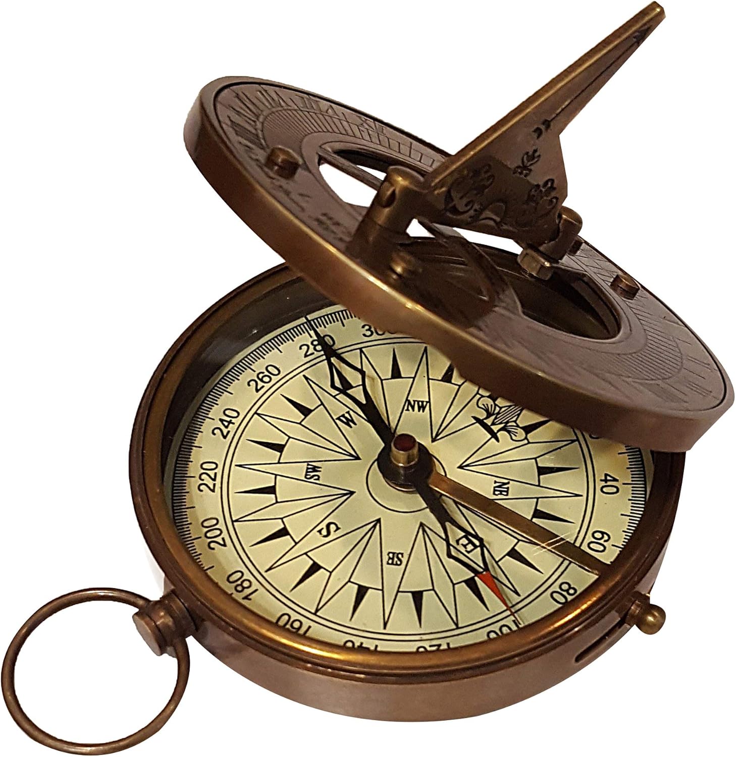 Antique Brass Telescope Nautical Decor 1915 Vintage Compass Set