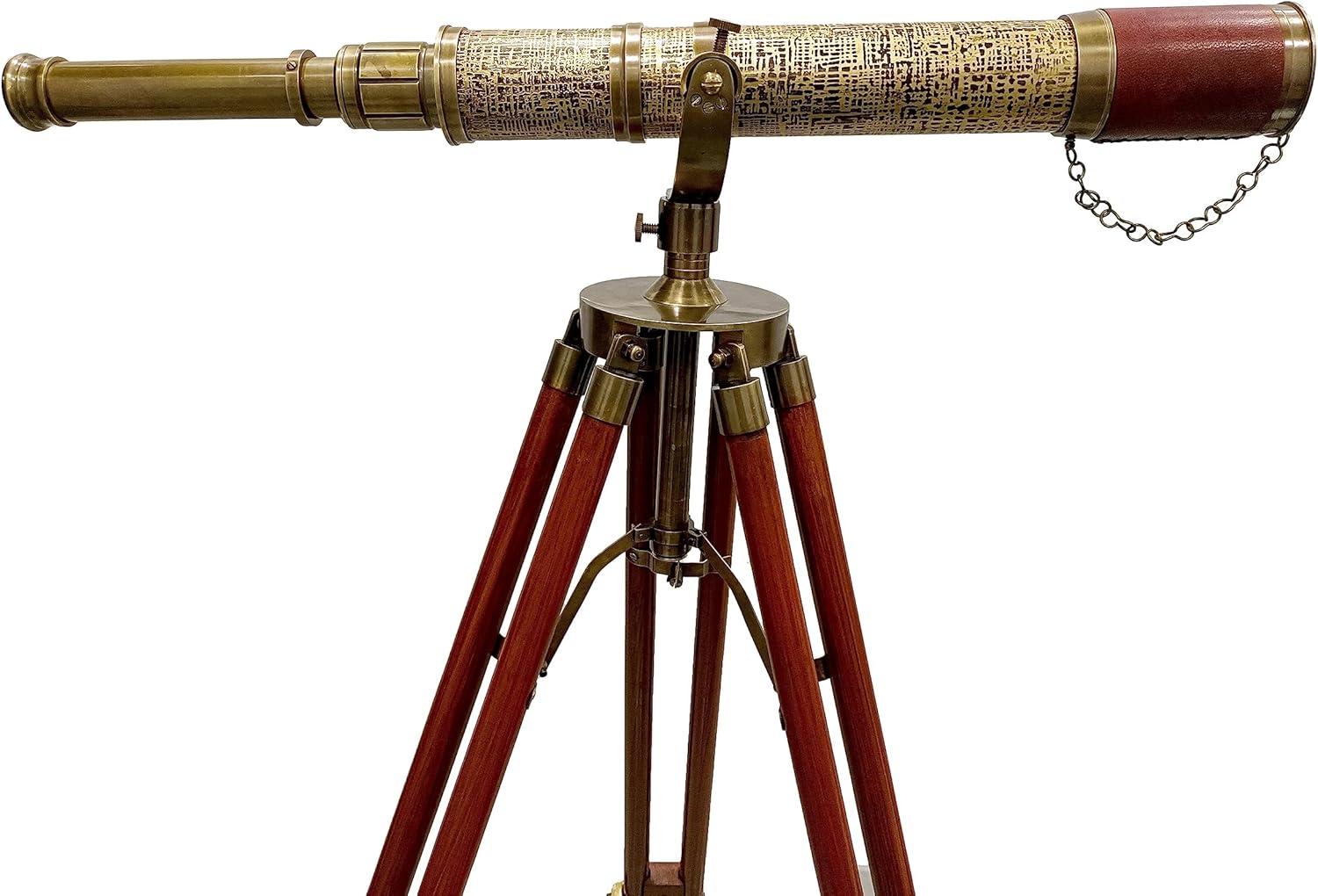 Vintage Royal Moon Arc Telescope with Brown Leather and Brass Finish