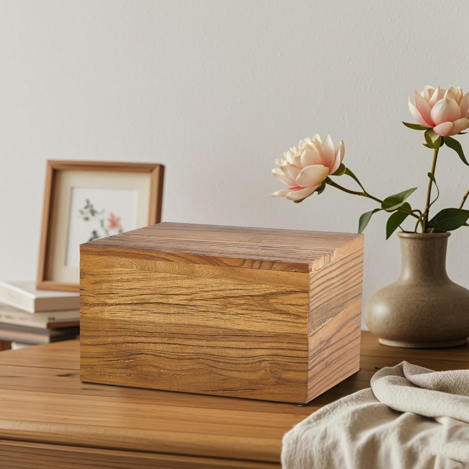 WEVOIRD Rustic Solid Barn Wood Urn Box for Human Ashes up to 240 lbs