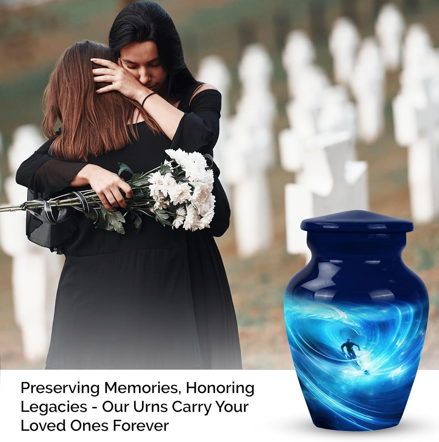 Small Colorful Ocean Urn - 3 Inch Cremation Urn for Mom Dad