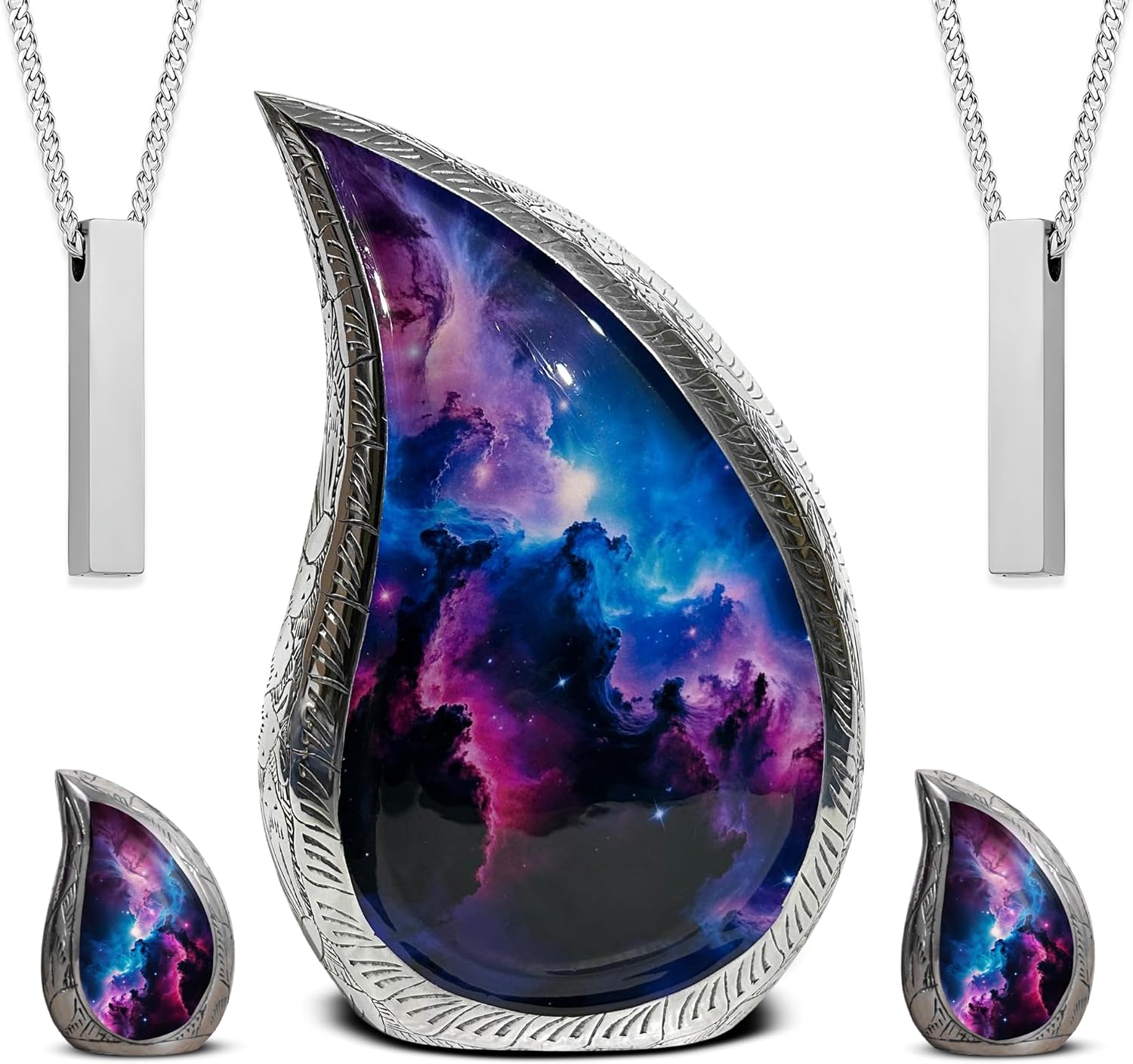 Teardrop Cremation Urn Set of 5 with Blue Purple Decorative Urns