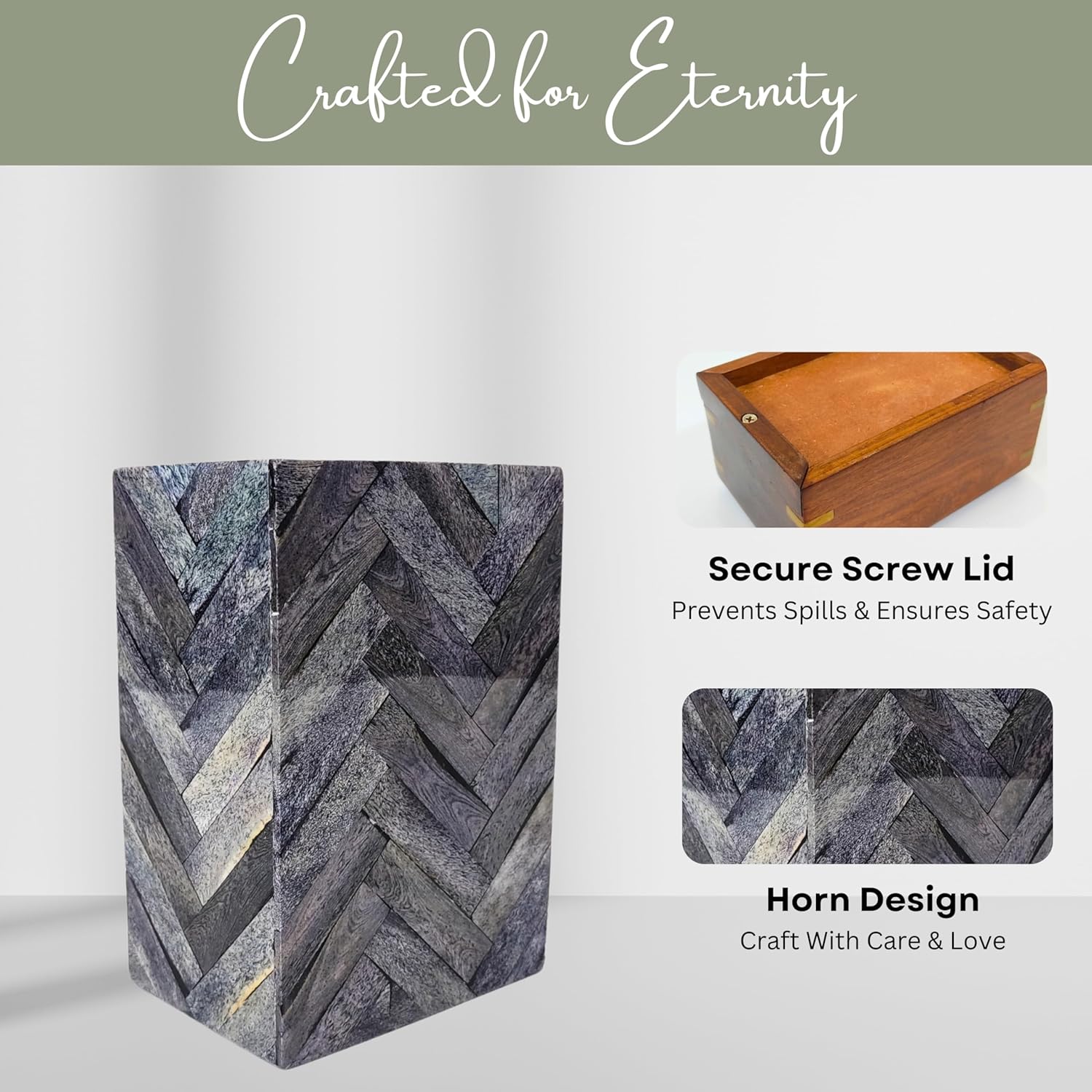 Gray Comet Decorative Urn with Chevron Design 70 Cubic Inch Capacity Memorial Keepsake for Adult Men Women