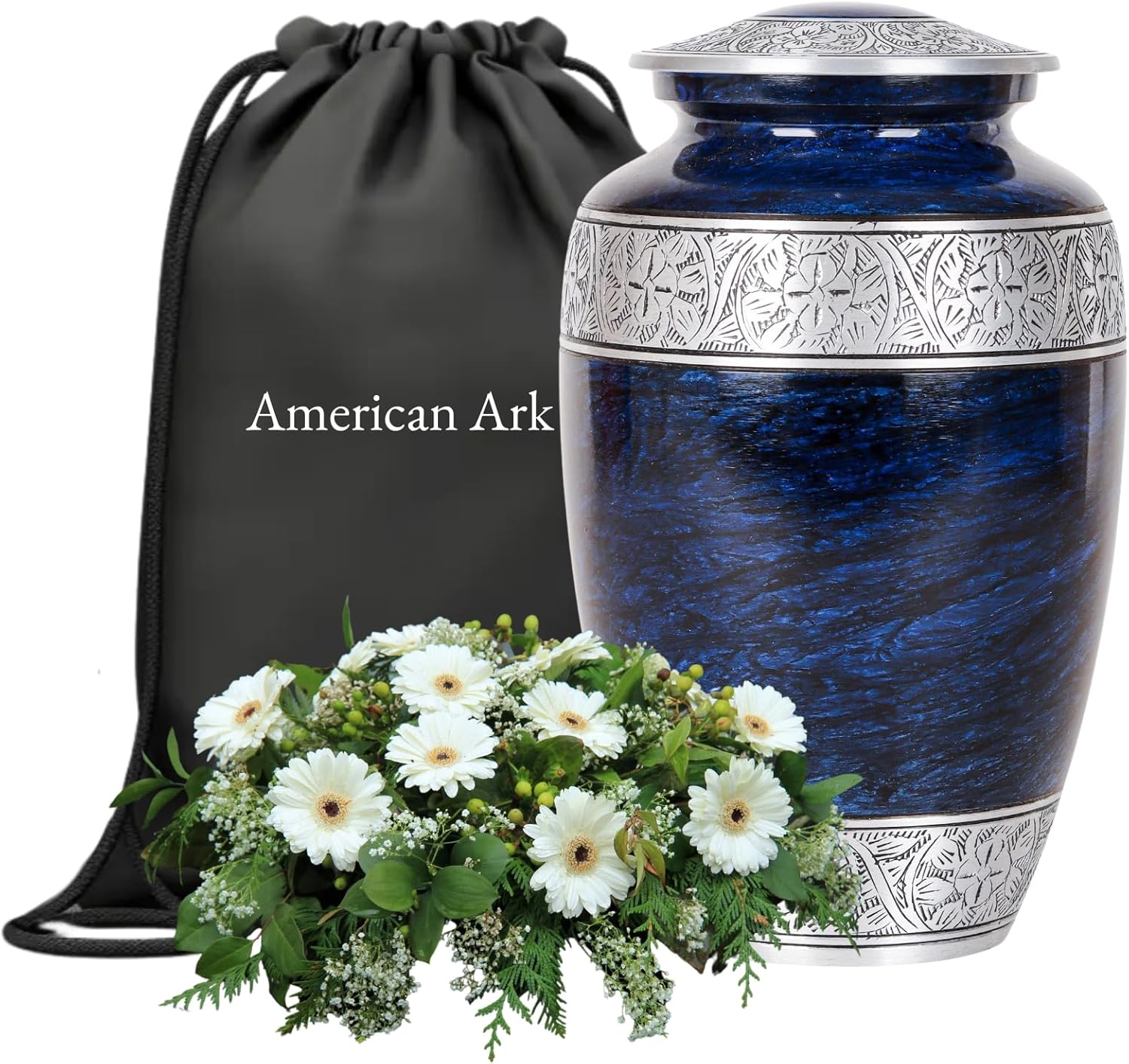 Elegant Blue Cremation Urn for Human Ashes Unisex Secure Lid Memorial Urn