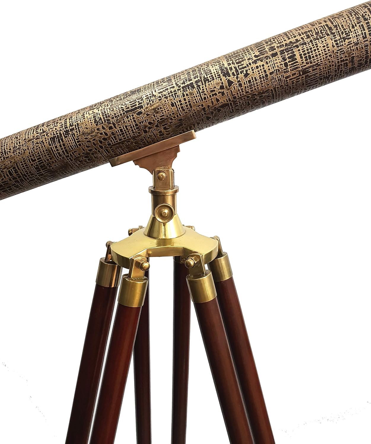 Single Barrel Vintage Wooden Tripod Telescope 62 Inches