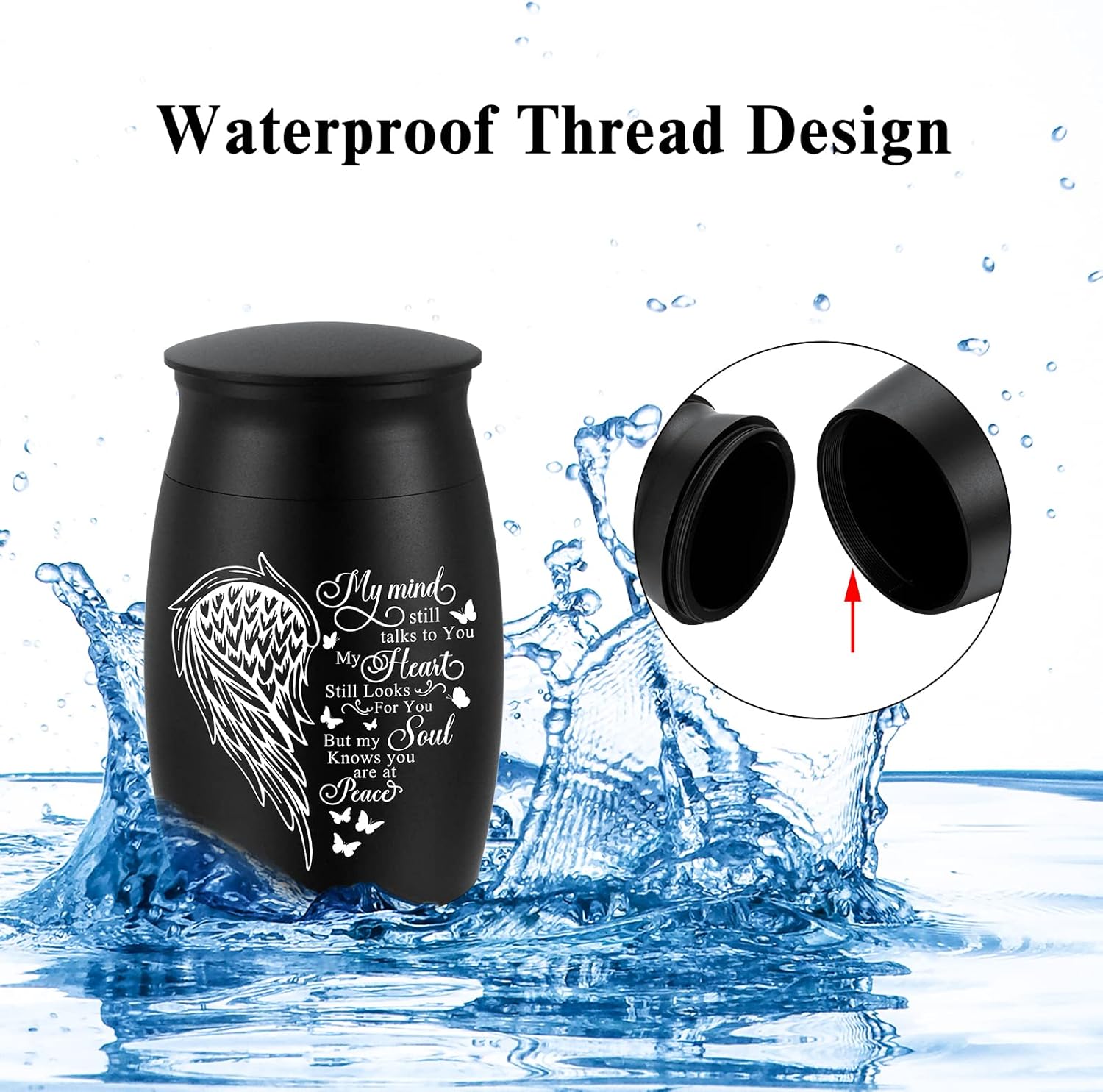 Small Urns for Human Ashes Aluminum Mini Urn for Ashes Wing Memorial Keepsake