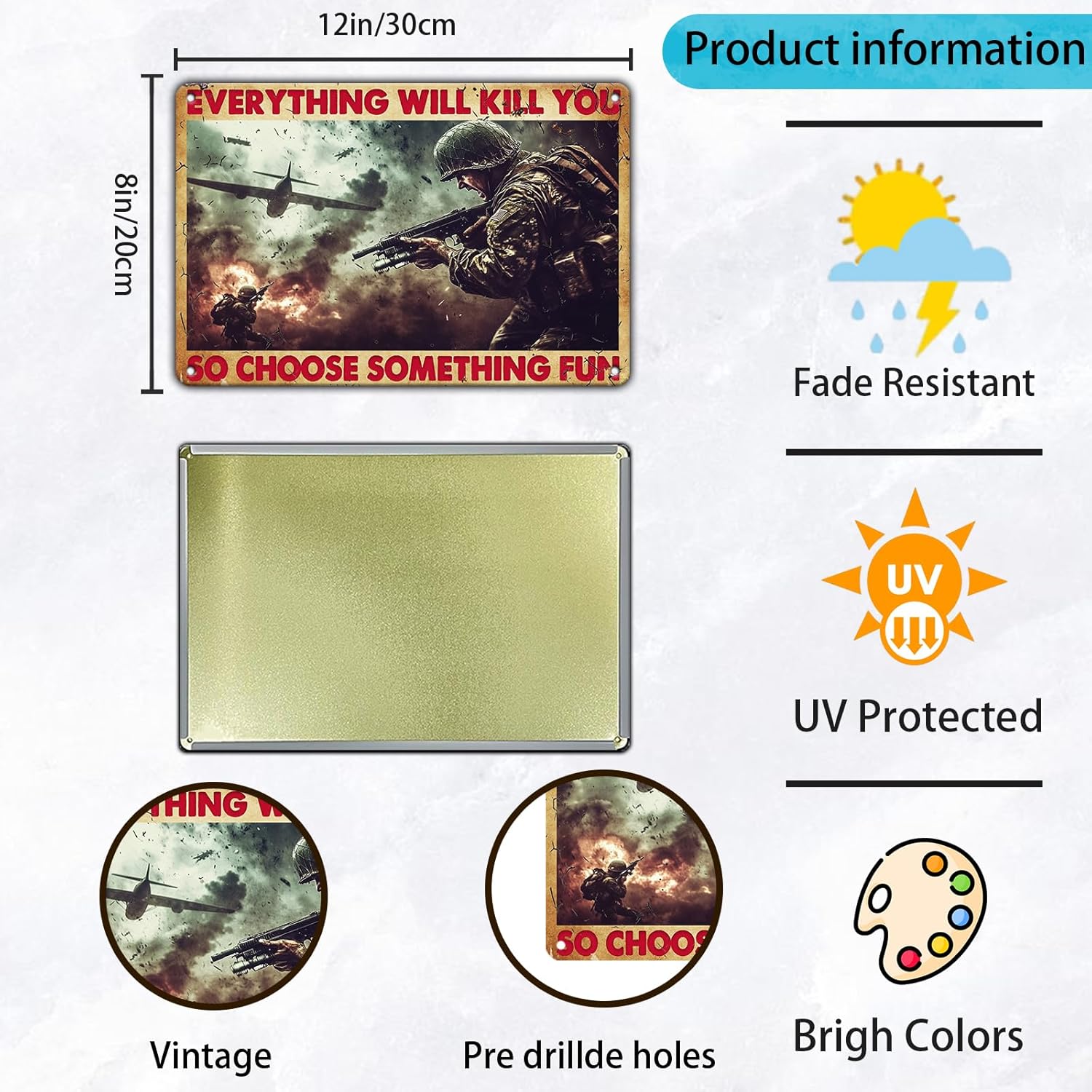 Funny Vintage Metal Tin Sign 12x8 Inch Wall Decor