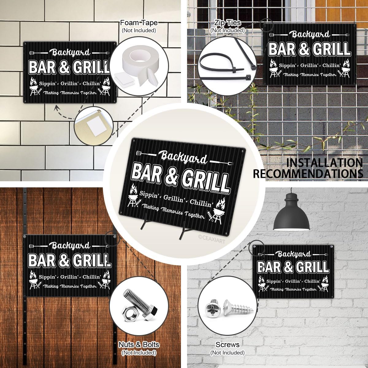 Backyard Bar And Grill Tin Sign Funny Art Poster Wall Decor