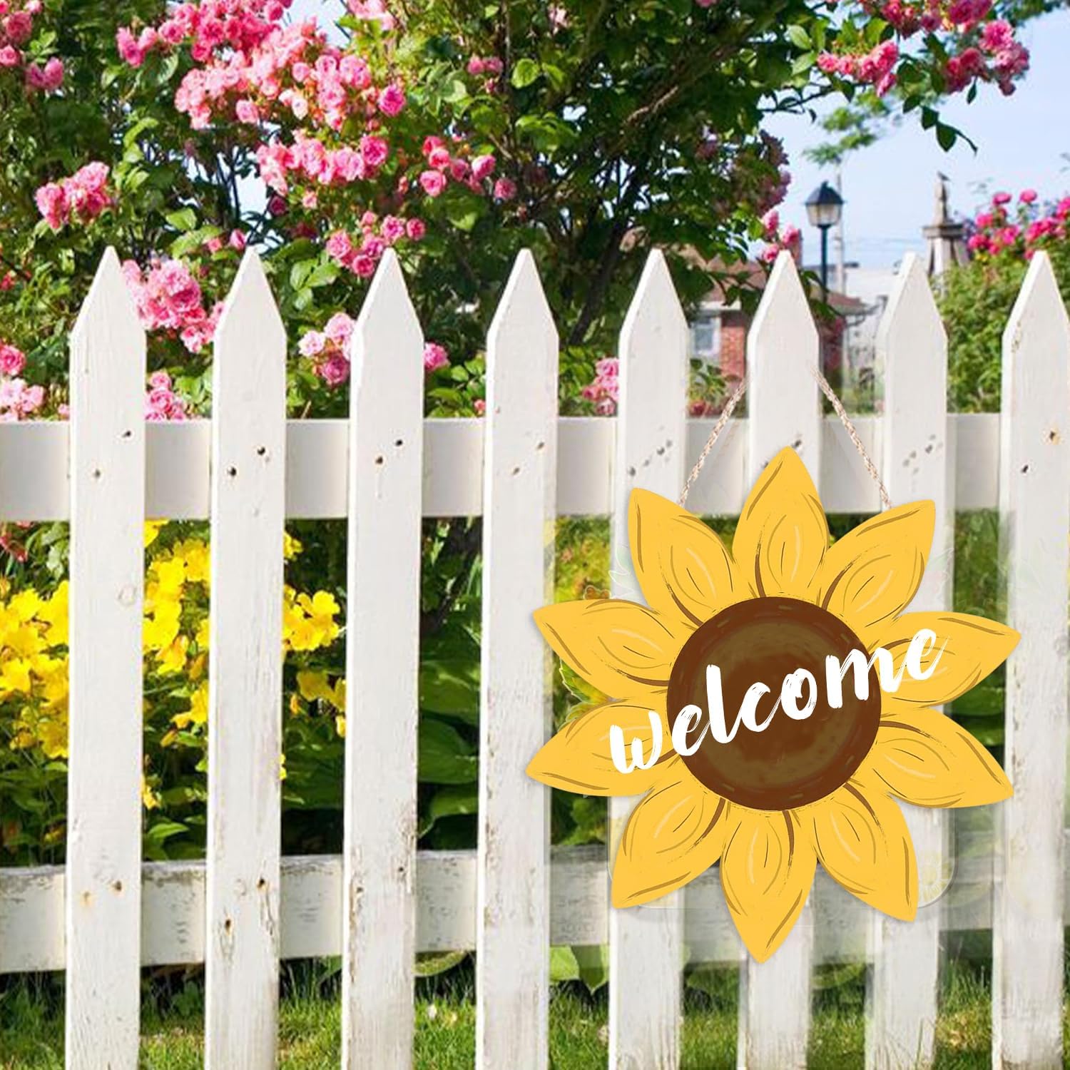 Sunflower Door Hanger Wooden Welcome Sign for Front Door Farmhouse Decor