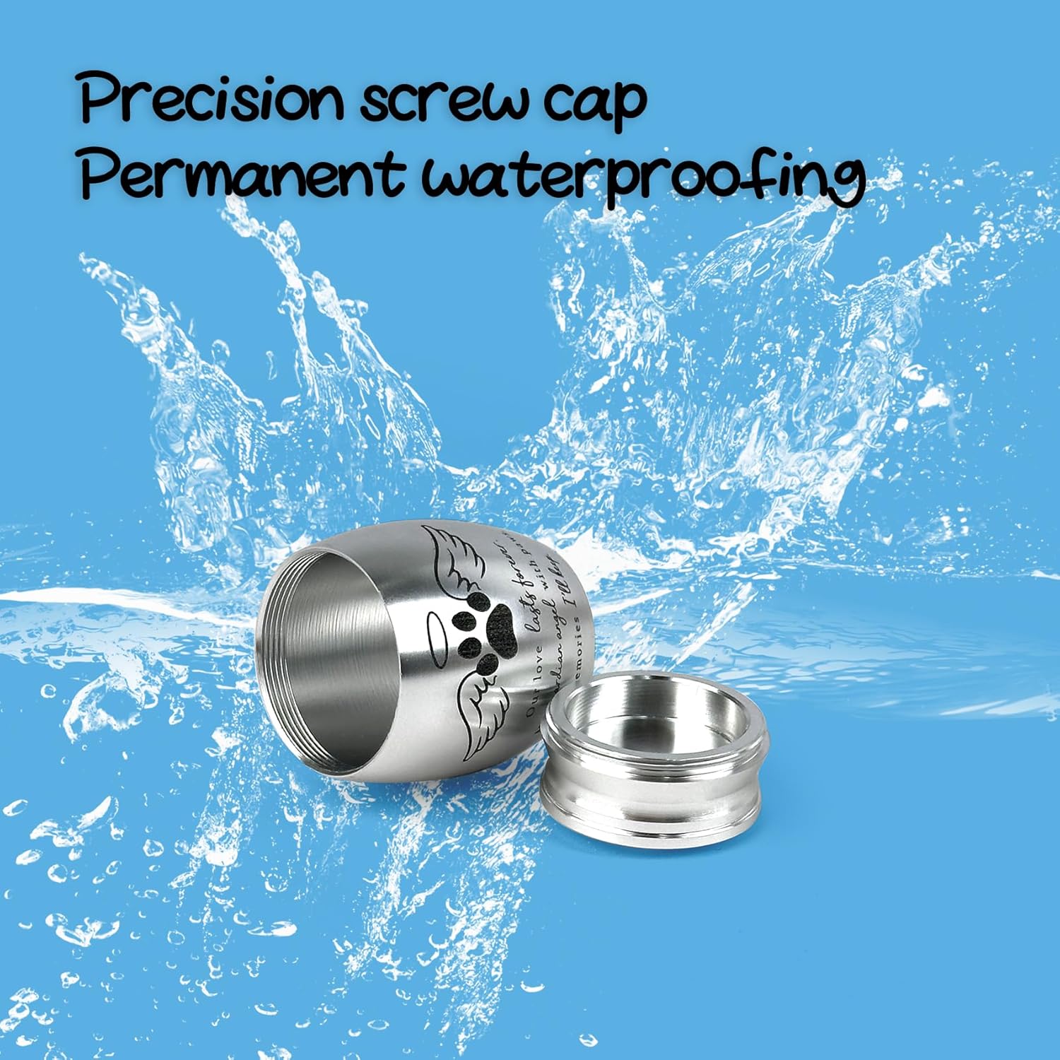 Small Pet Urn for Ashes Mini Keepsake Urn with Angel Wings and Paw Print