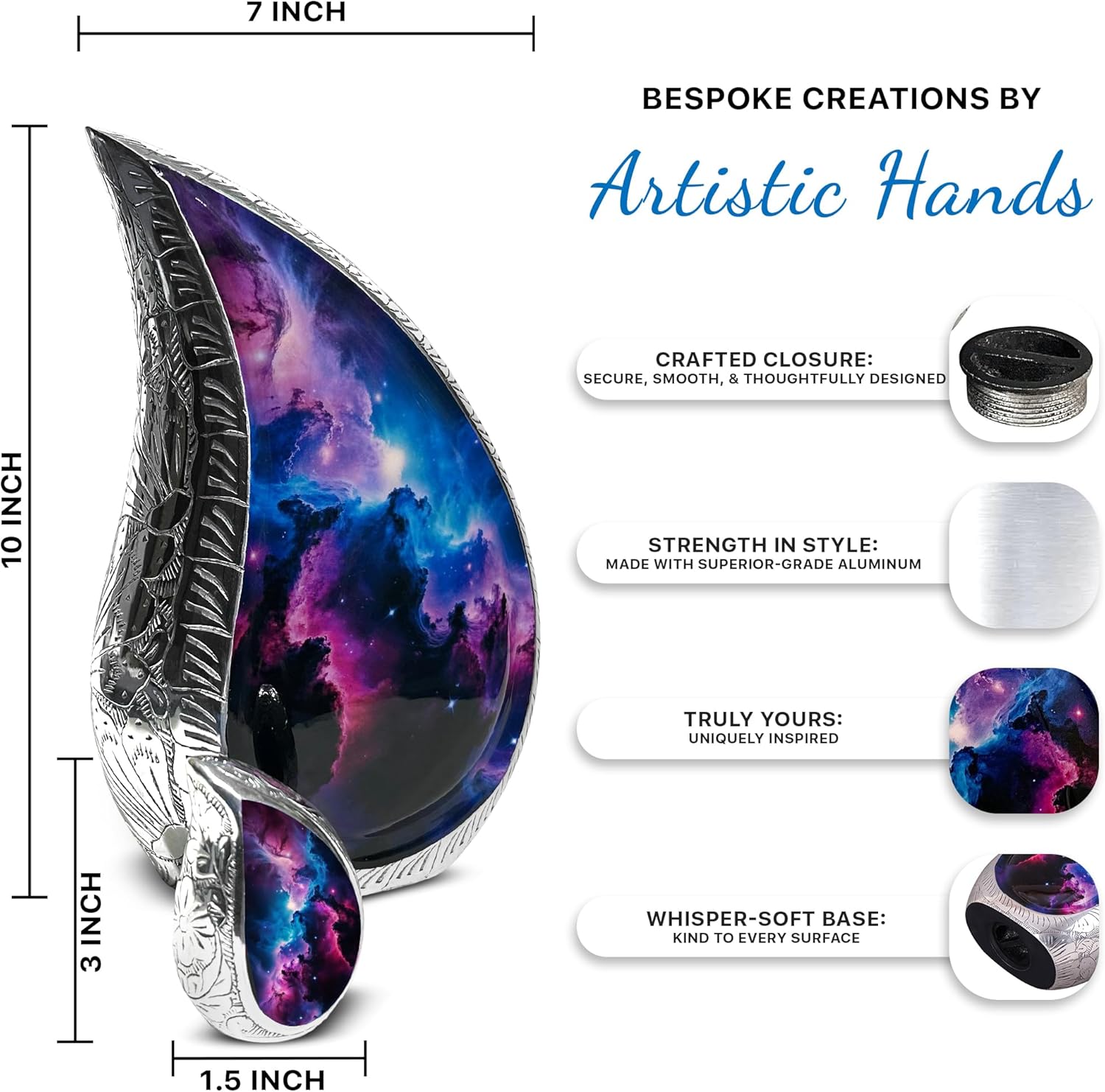 Teardrop Cremation Urn Set of 5 with Blue Purple Decorative Urns