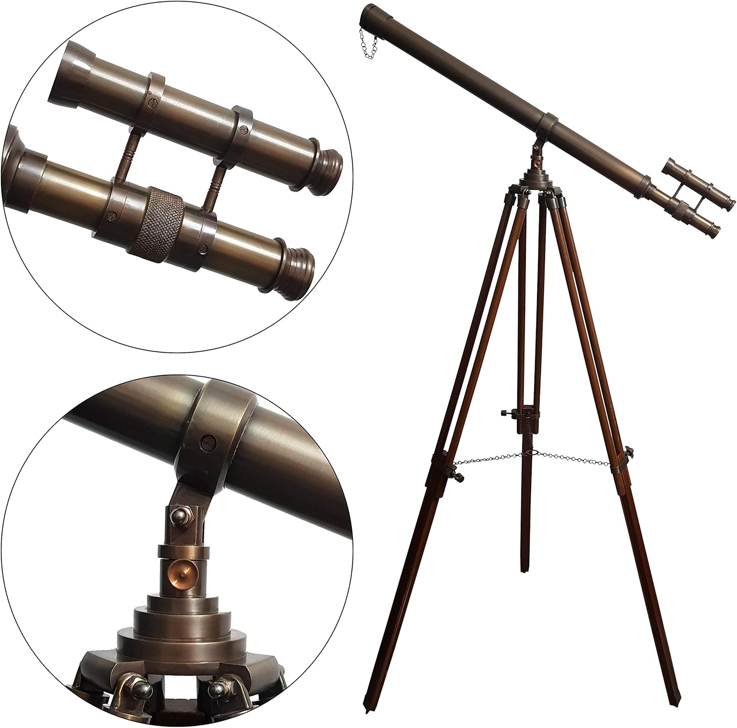 Antique Nautical Telescope with Floor Standing Tripod - 62 Inch Vintage Decor