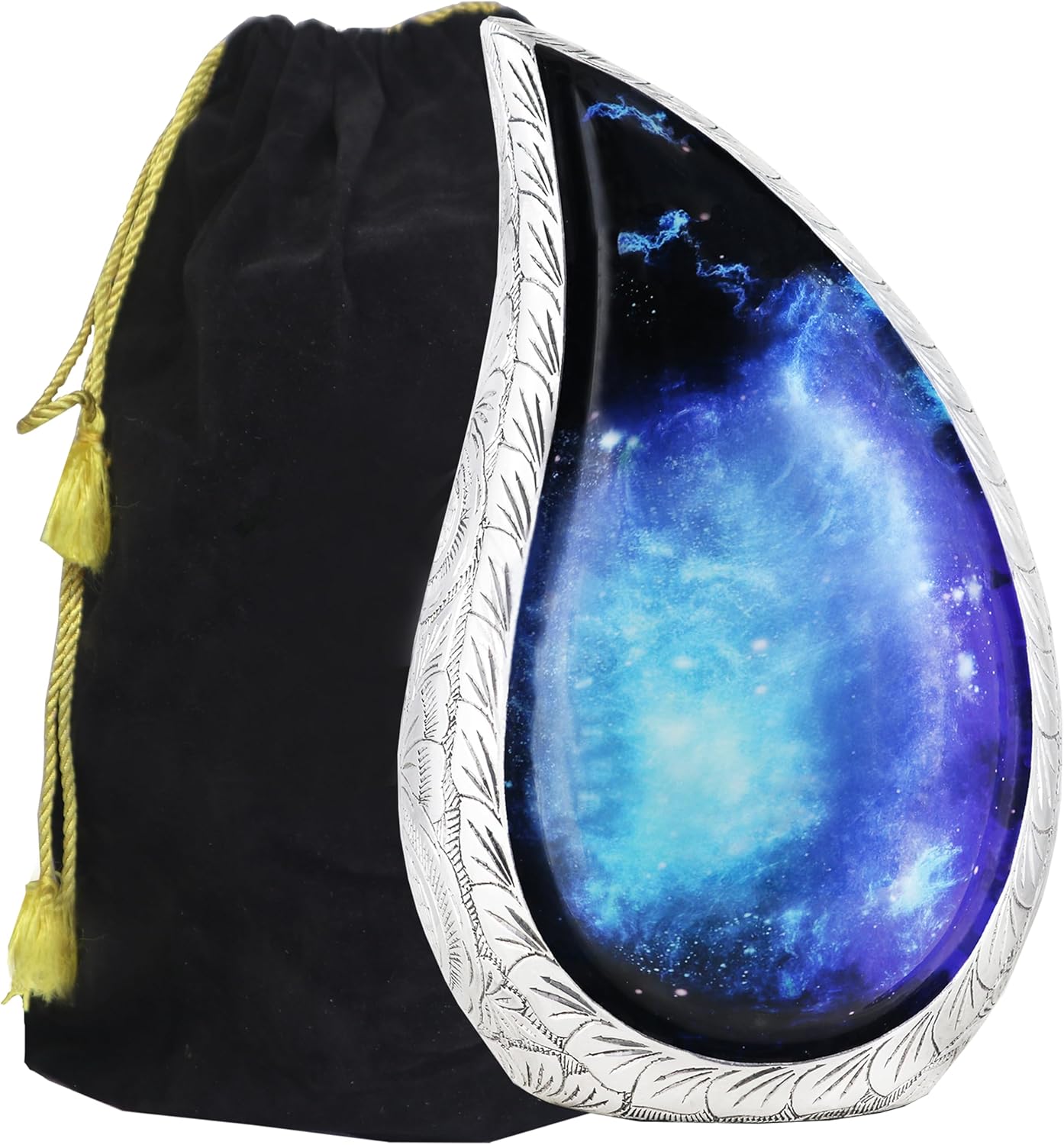 M Meilin Xu Cremation Urn Cosmic Galaxy Black Blue Teardrop Design Adult Size