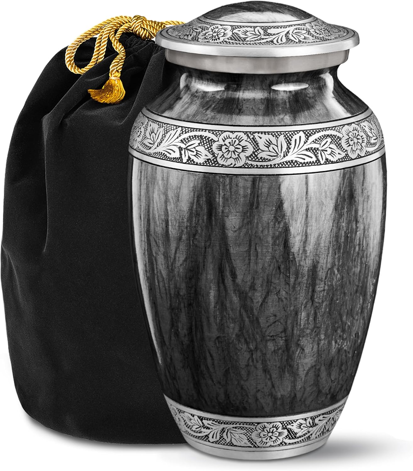 Black Watercolor Urn for Adult Human Ashes Large Memorial Cremation Urn