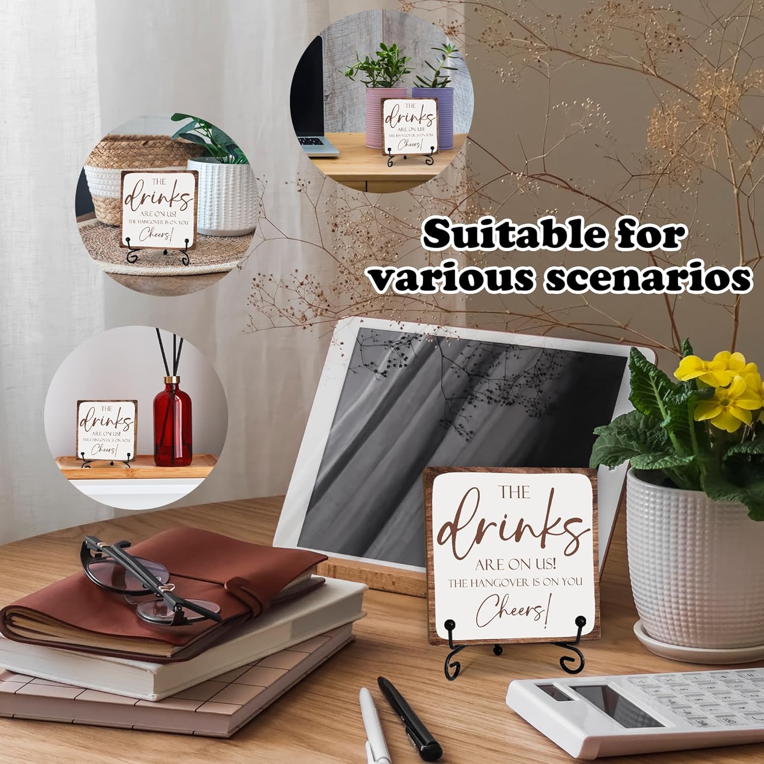 Bar Signs For Home Bar Decorations 5 Inch Wooden Plaque With Iron Support