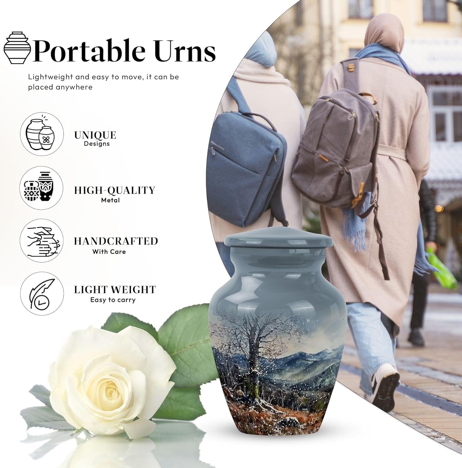 KARYLIZ 3-Inch Small Cremation Urn for Human Ashes Decorative Urns for Memorial Keepsakes 2pcs Set