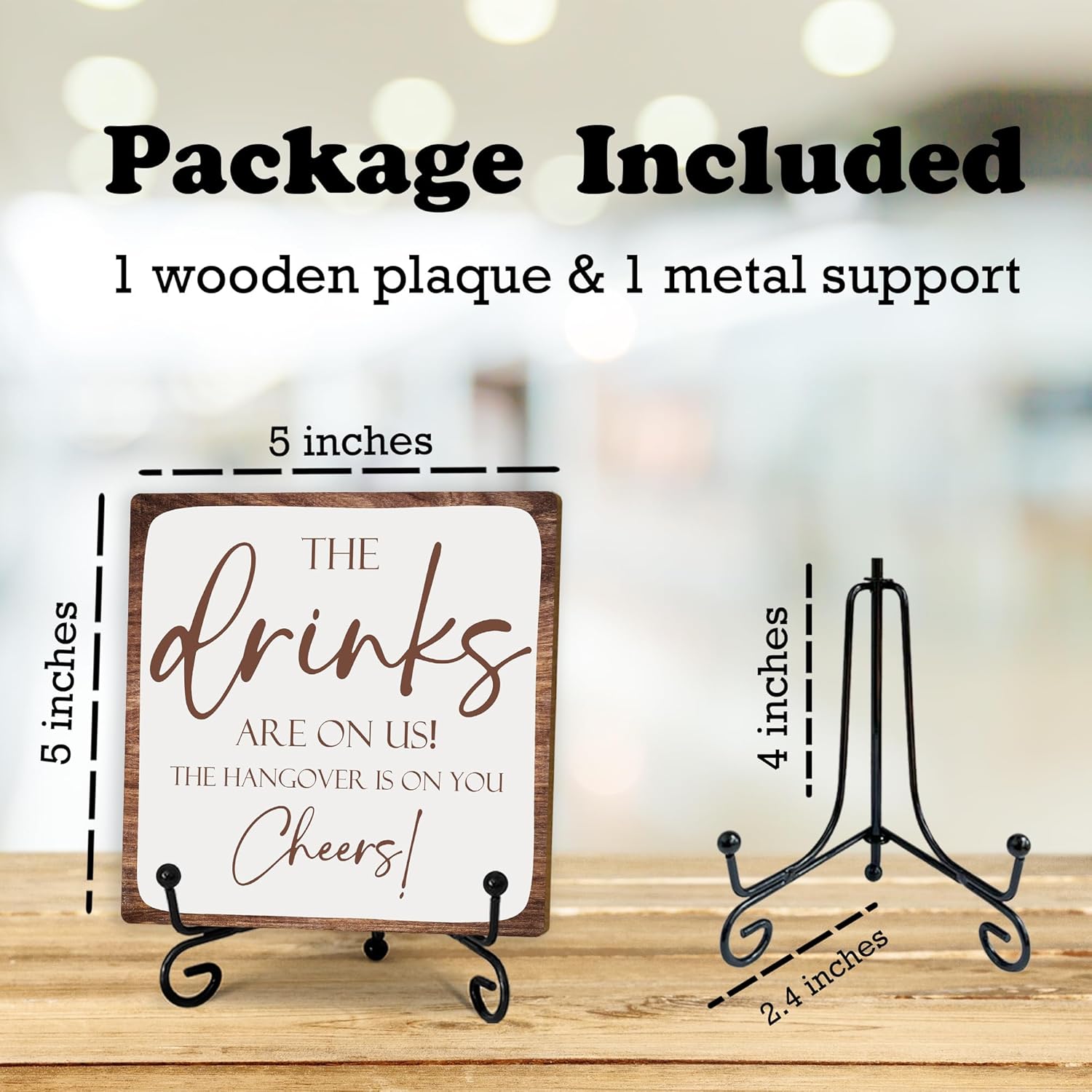 Bar Signs For Home Bar Decorations 5 Inch Wooden Plaque With Iron Support