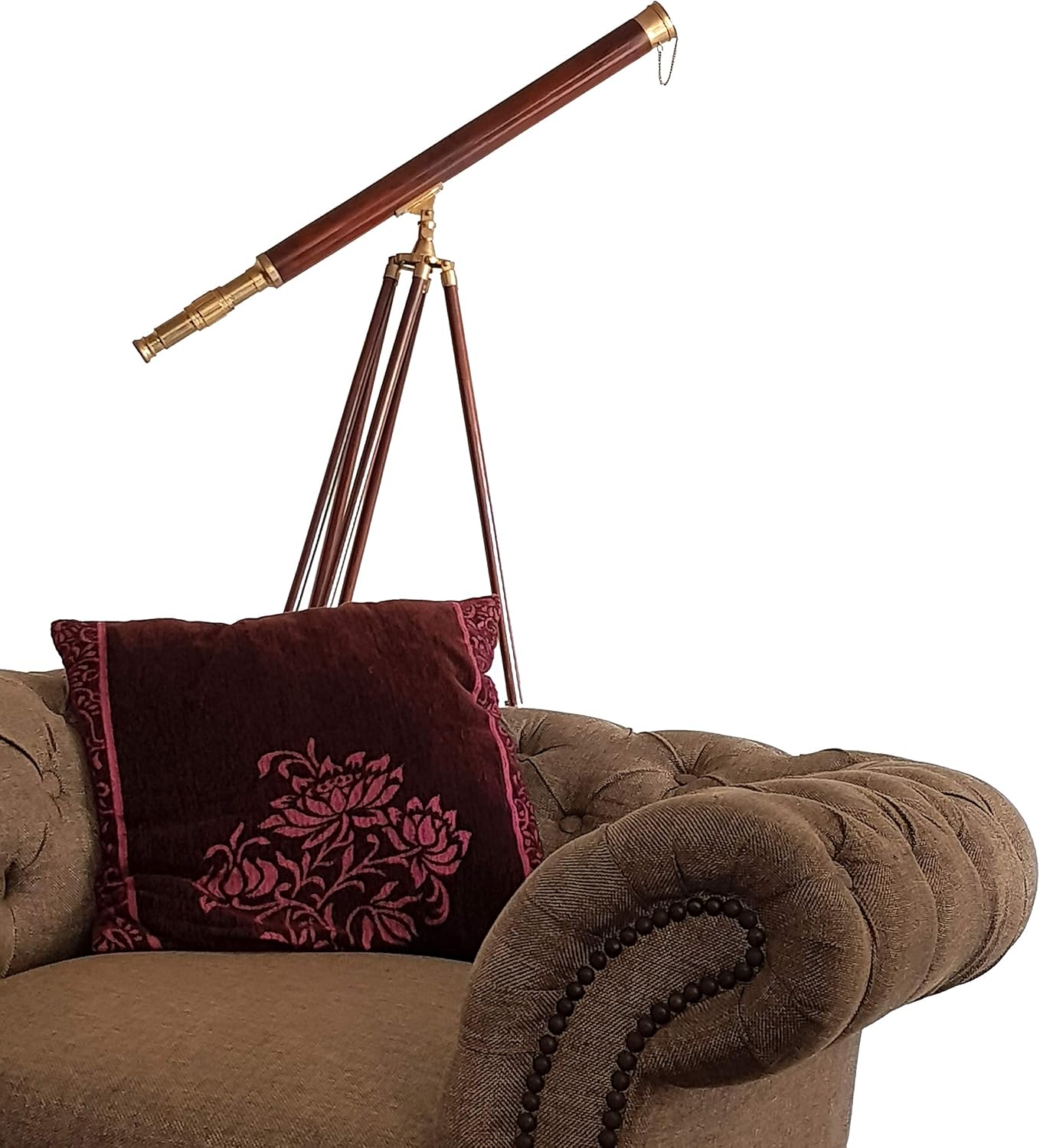 Single Barrel Vintage Wooden Tripod Telescope 62 Inches