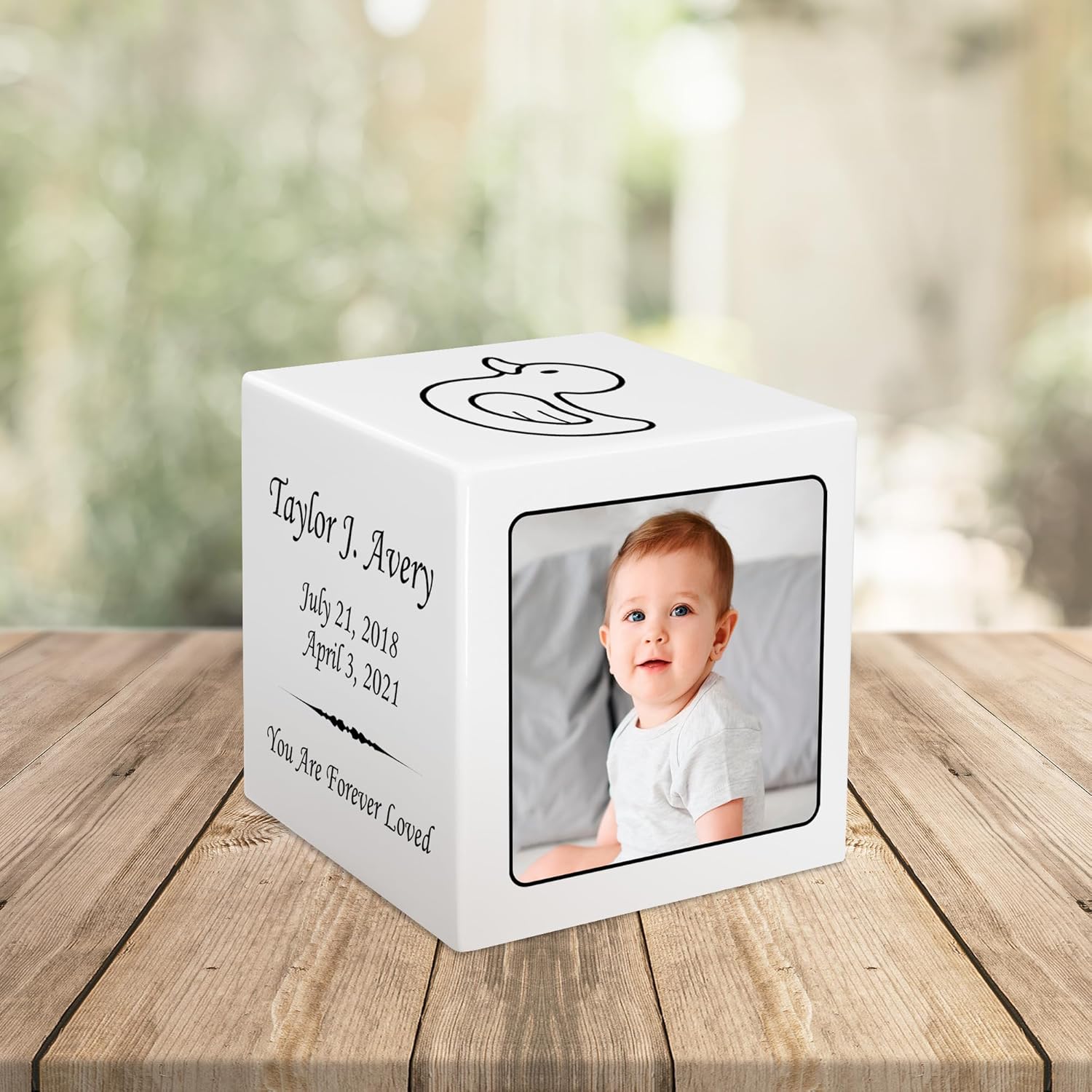 Stonewood Custom Photo Cremation Urn Cube for Infant Ashes - 15 Cubic Inch Capacity