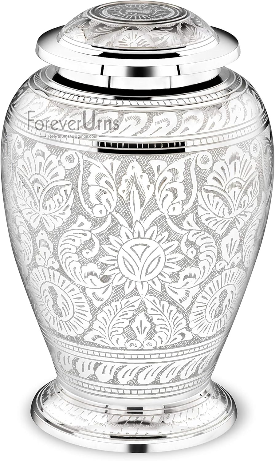 Forever Urns Adult Cremation Urn with Dove Texture 200 Cu In White Handcrafted